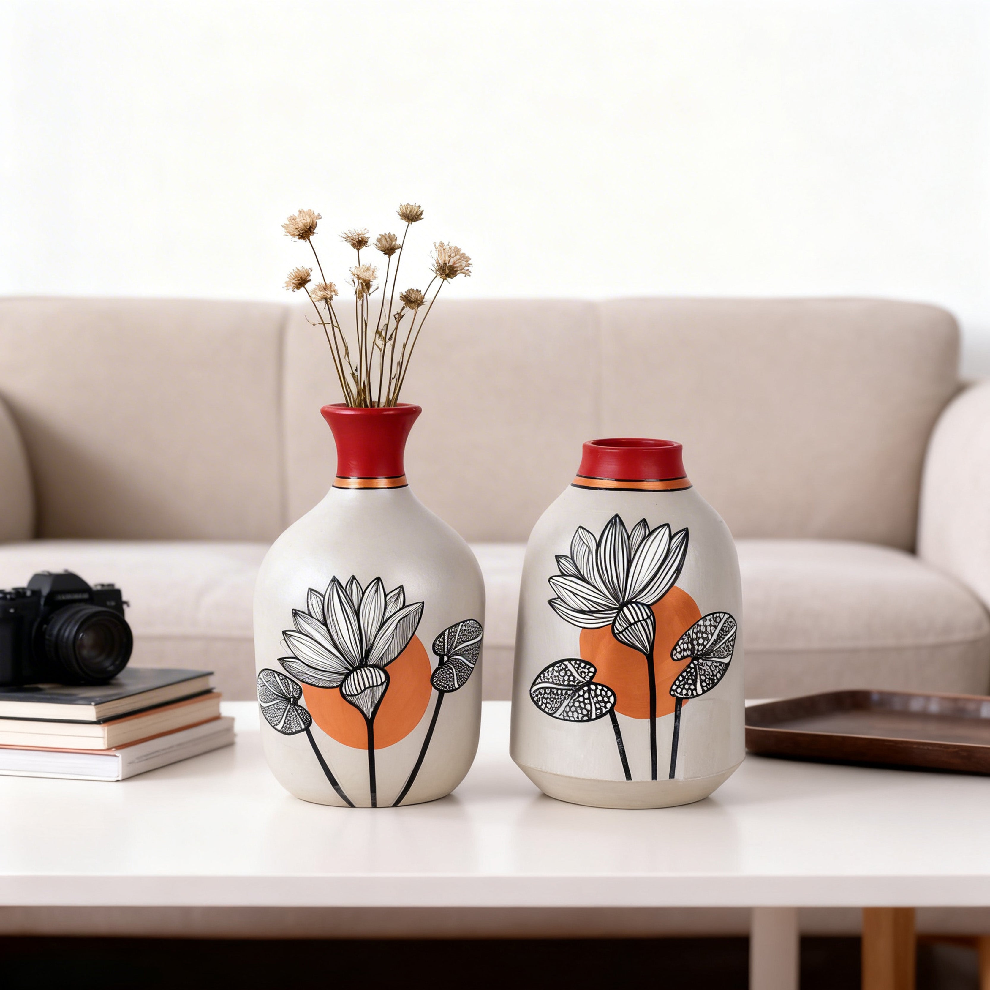 Scarlet Bloom Terracotta Vases S02 (4x7/4.5x7)