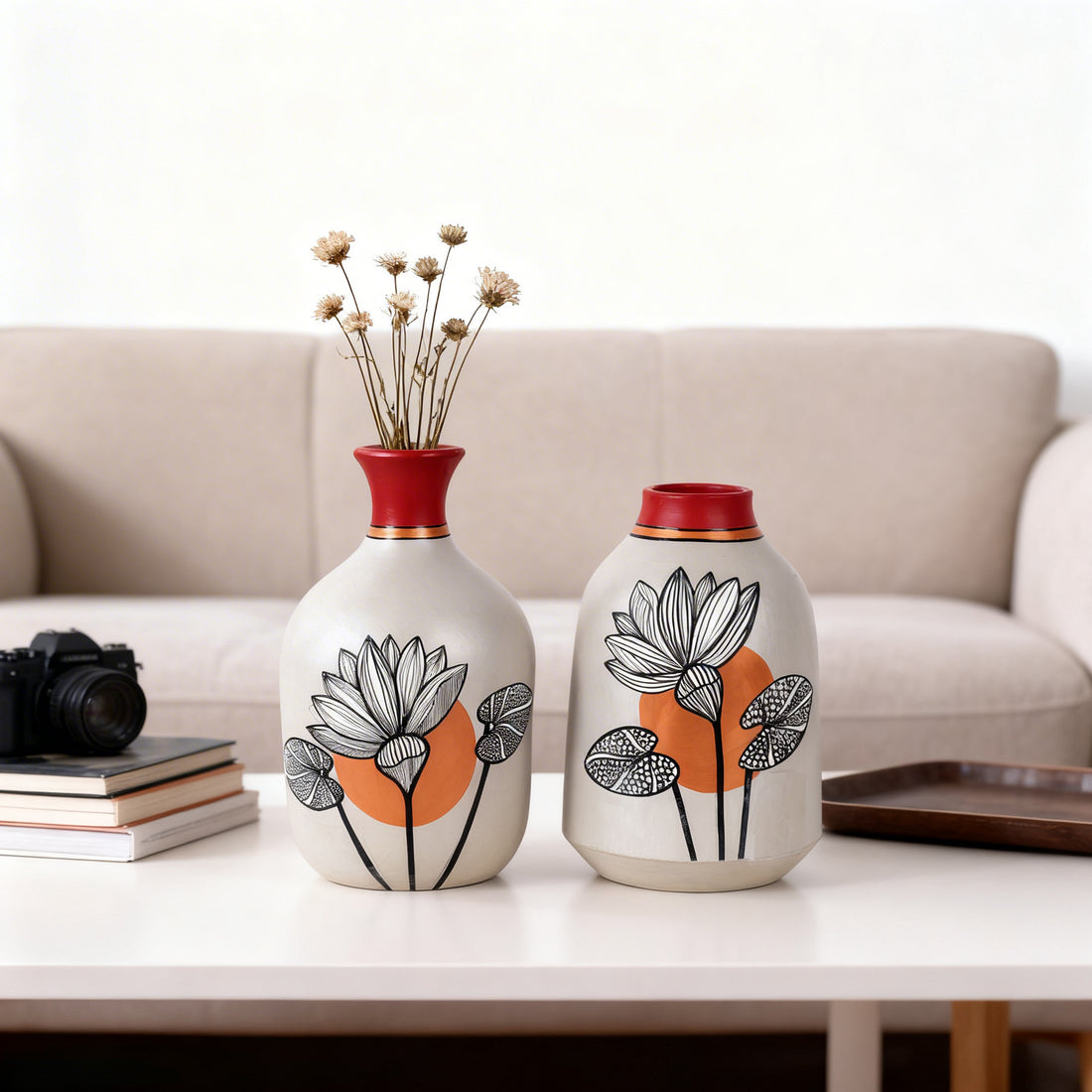 Scarlet Bloom Terracotta Vases S02 (4x7/4.5x7)