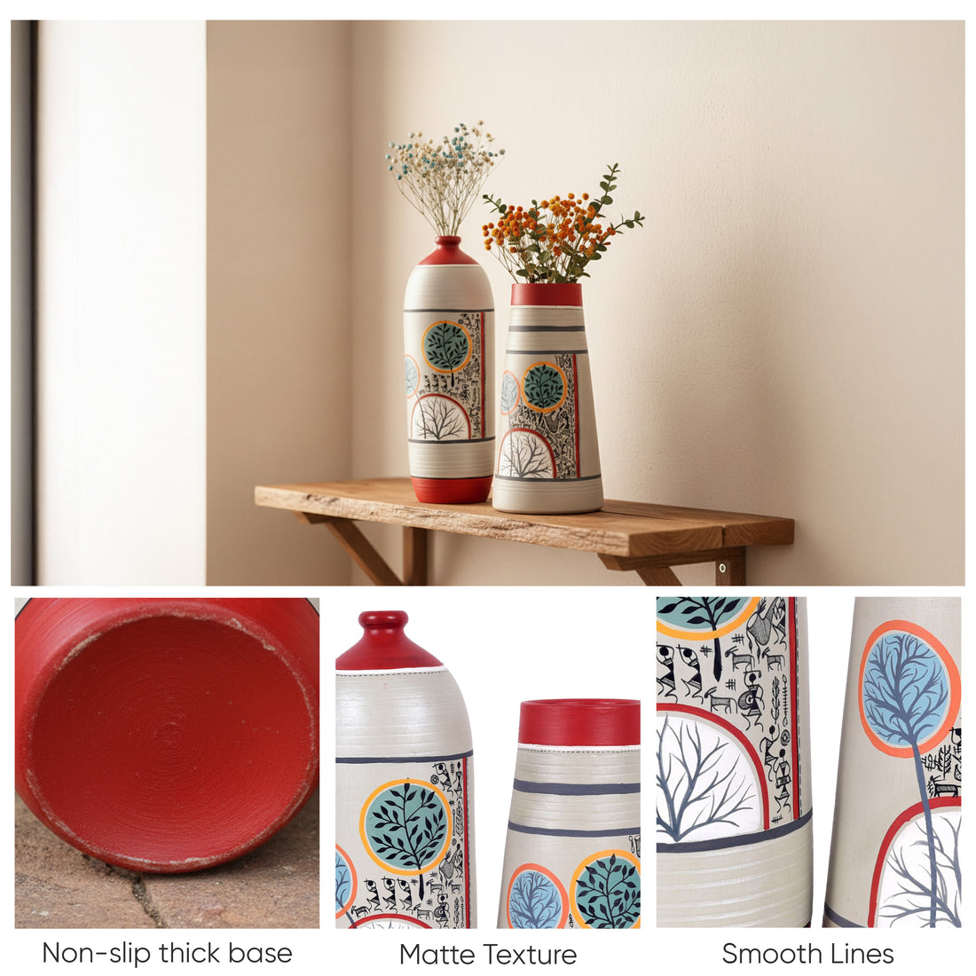 Redwood Groove Terracotta Vases S02 (4x11.5/5x9.5)