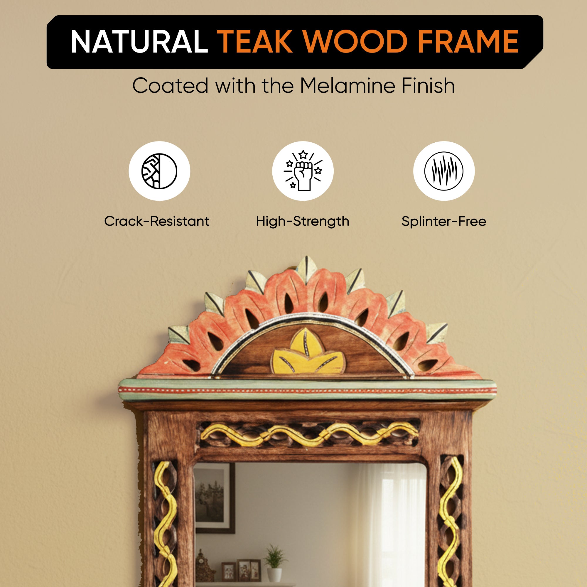 Apratim Mirror with handpainted carvings