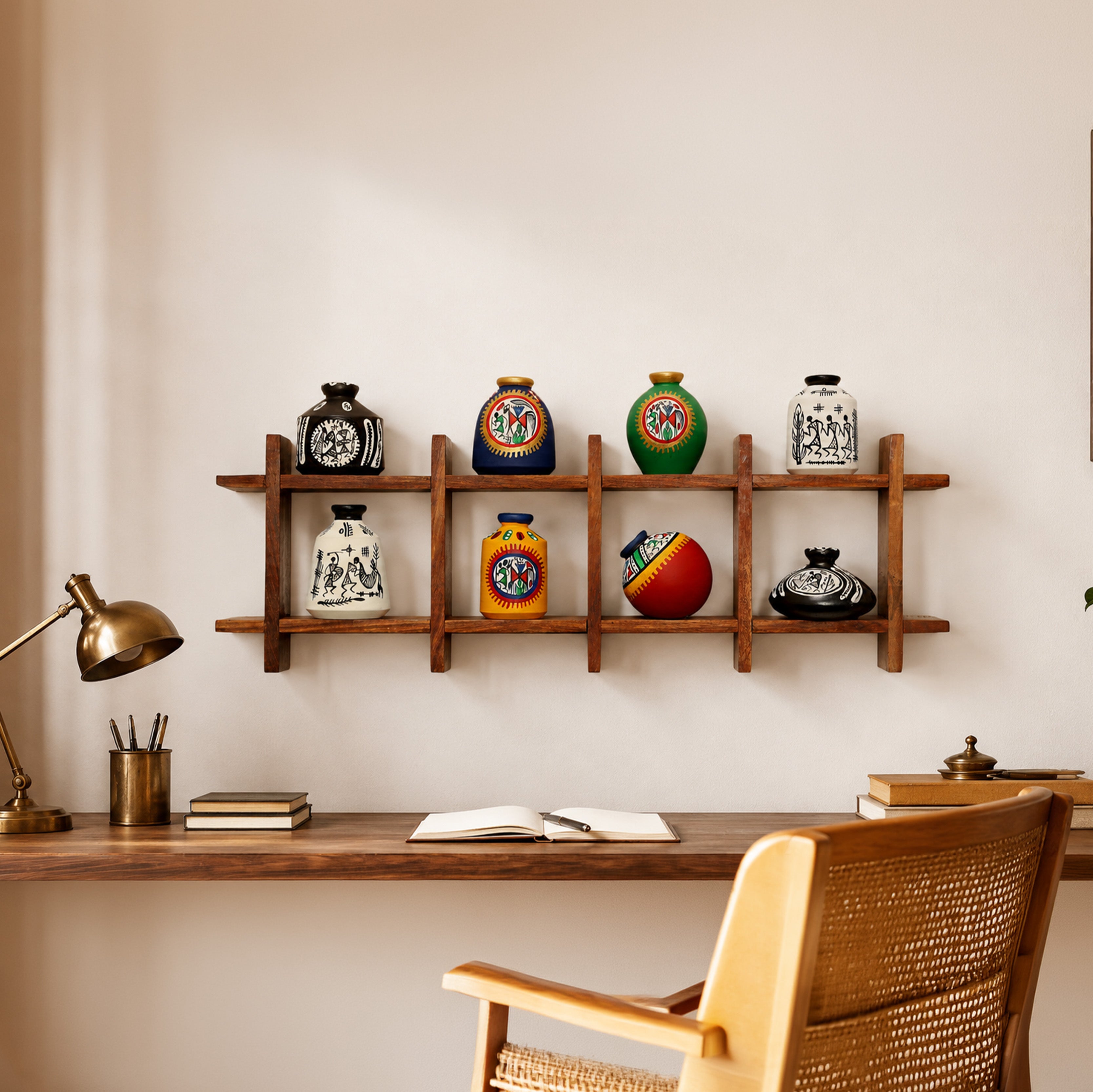 Wall Decor Ladder with 8 pots