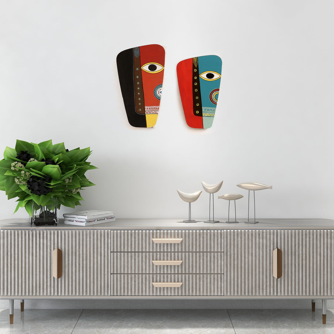 Bunty & Bubbly Wall Decor Mask set of 2