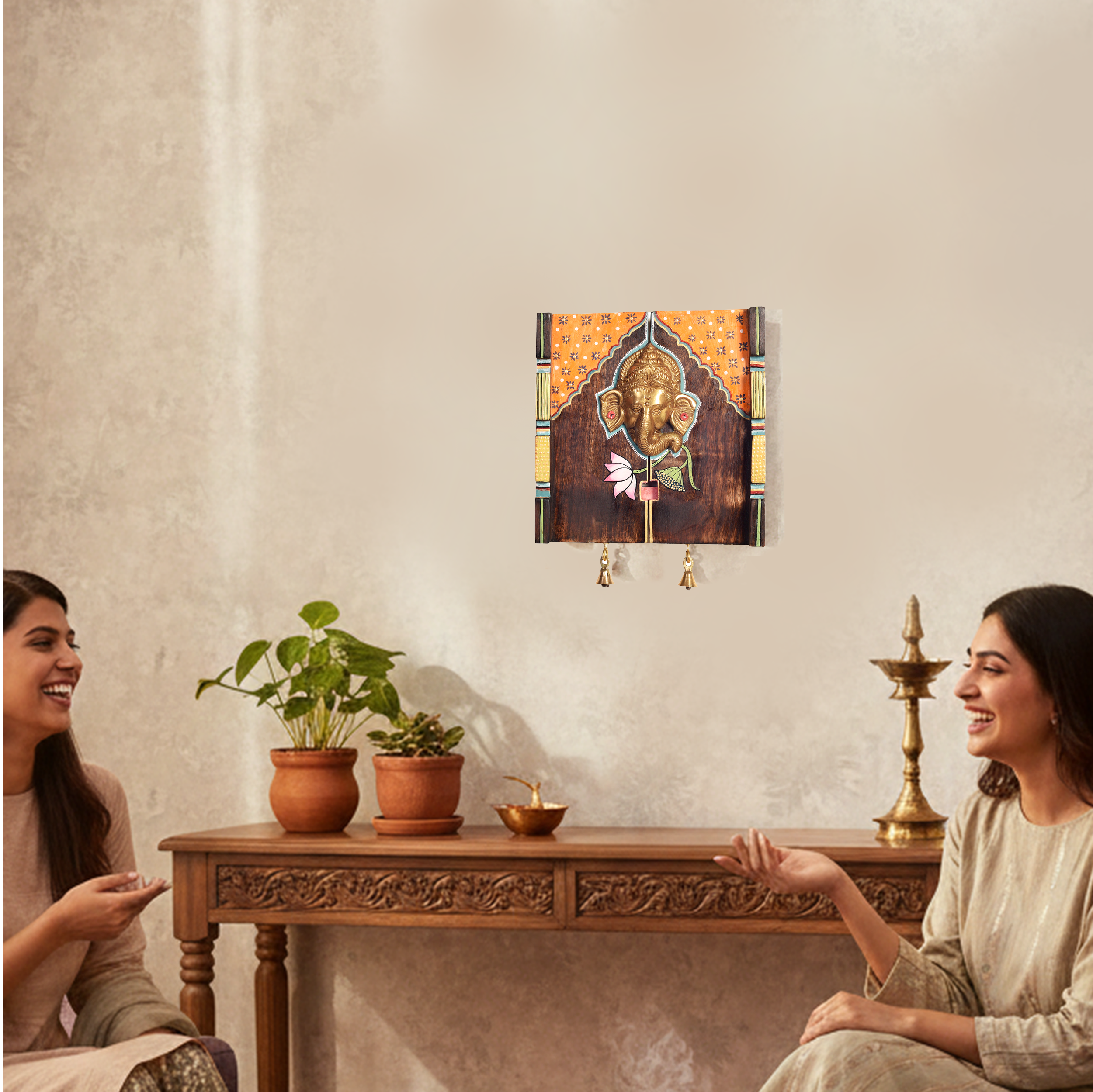 Amantran-I Wall Accent with divine Ganesha Majestically set on a beautiful frame