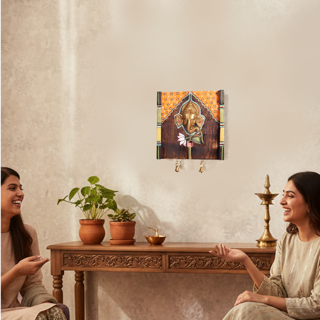 Amantran-I Wall Accent with divine Ganesha Majestically set on a beautiful frame