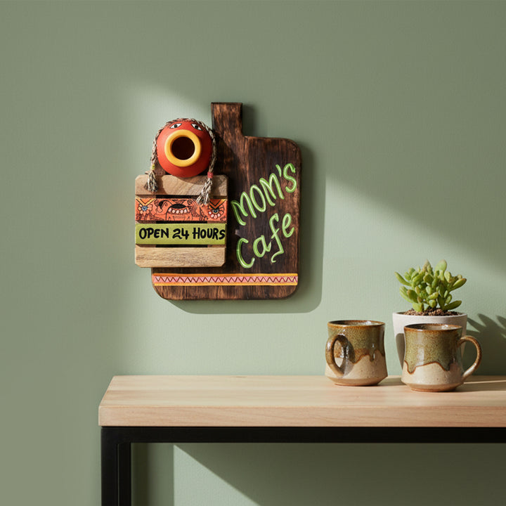 Mom's Cafe Wall Accent Handcrafted (7.5x2.5x9)
