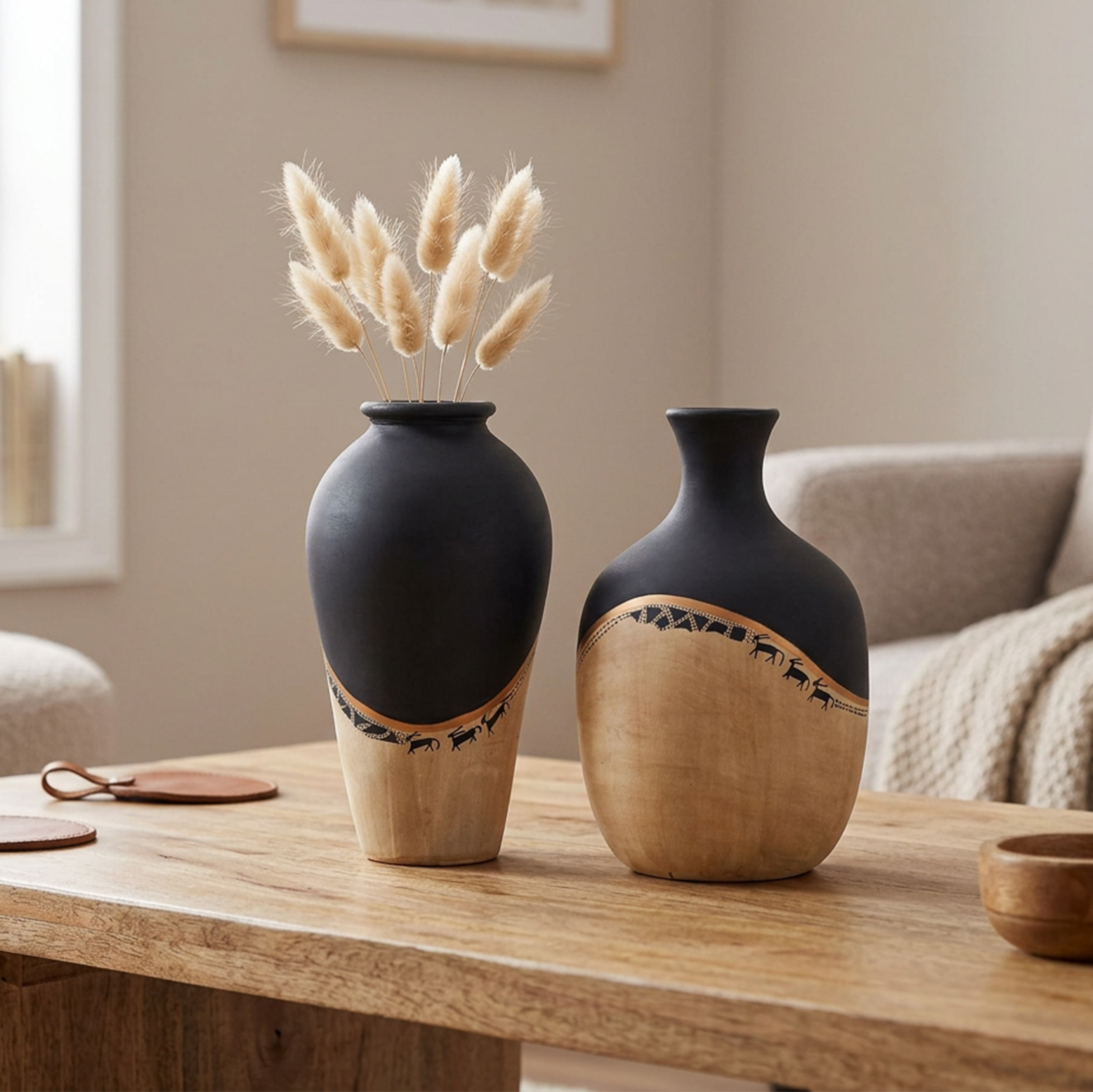 Midnight's secret small vase SET OF two (4x4x7 , 5x5x7)