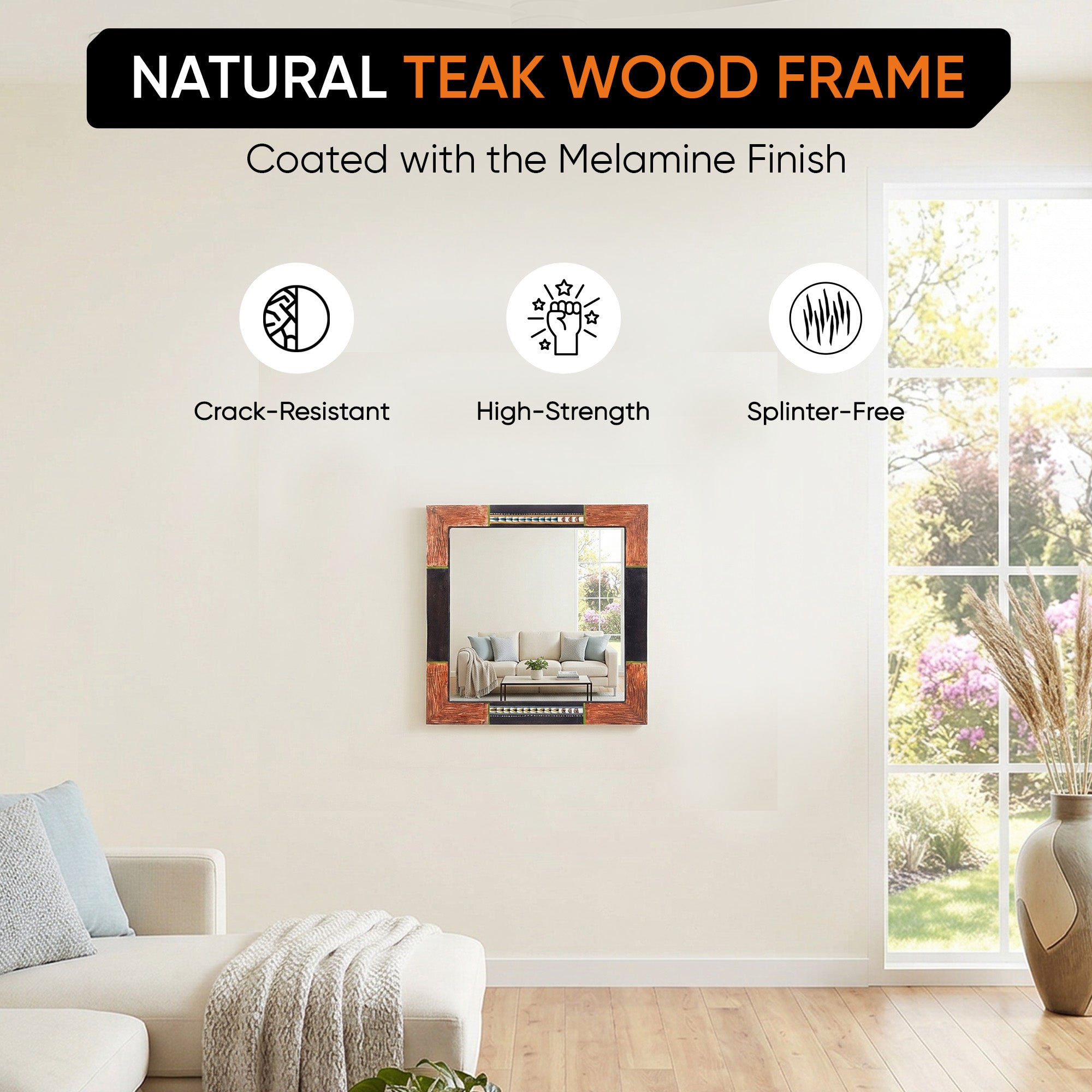 Warli Whispers Wooden Mirror