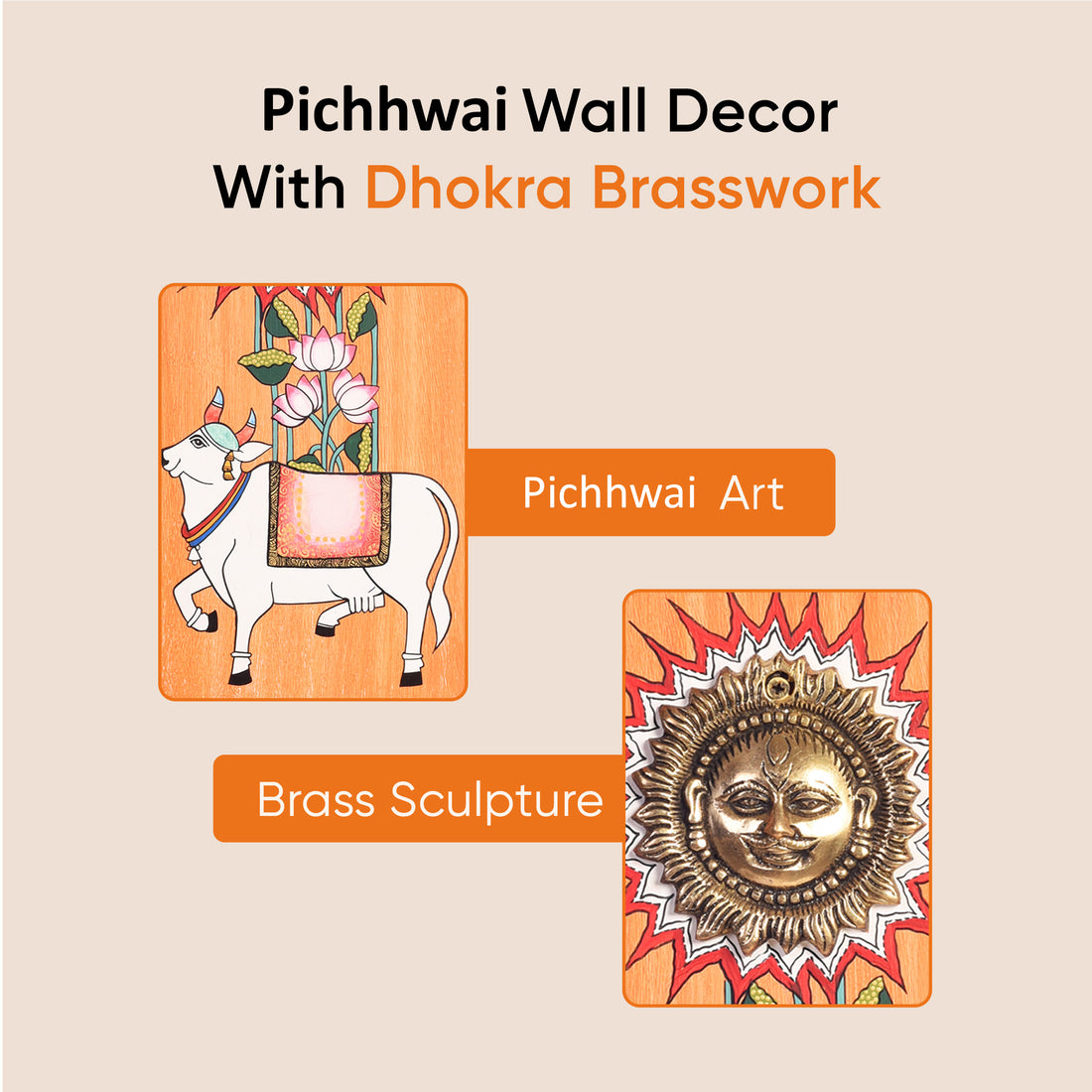 Nandi Wall Accent with beautiful painting of Nandi and Shiva in Brass in Backdrop