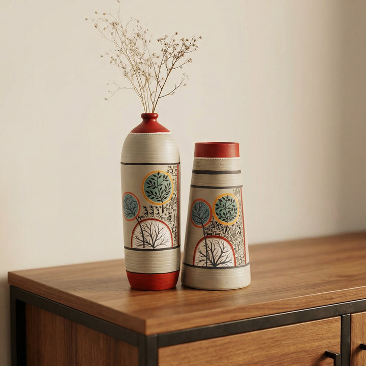 Redwood Groove Terracotta Vases S02 (4x11.5/5x9.5)