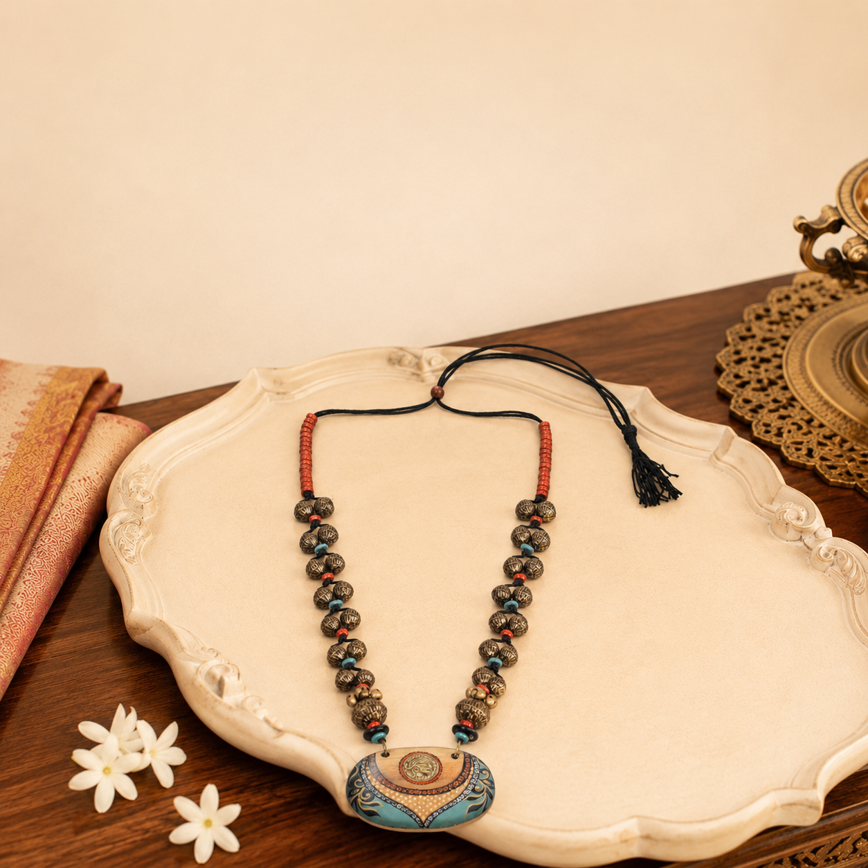 Azure Blossom Charm Necklace
