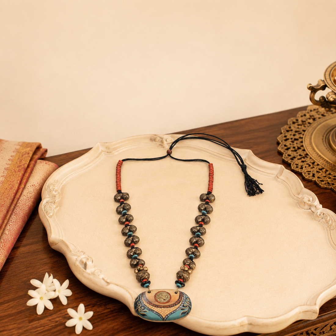 Azure Blossom Charm Necklace