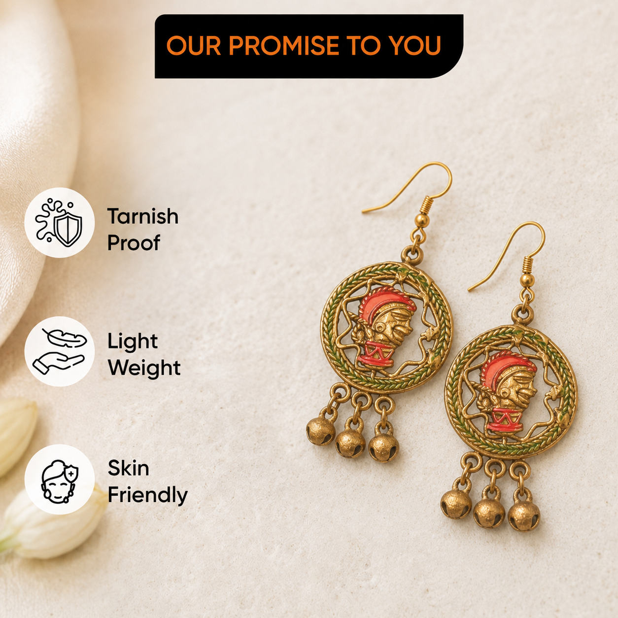 The Empress Star Handcrafted Trobal Dhokra Earrings