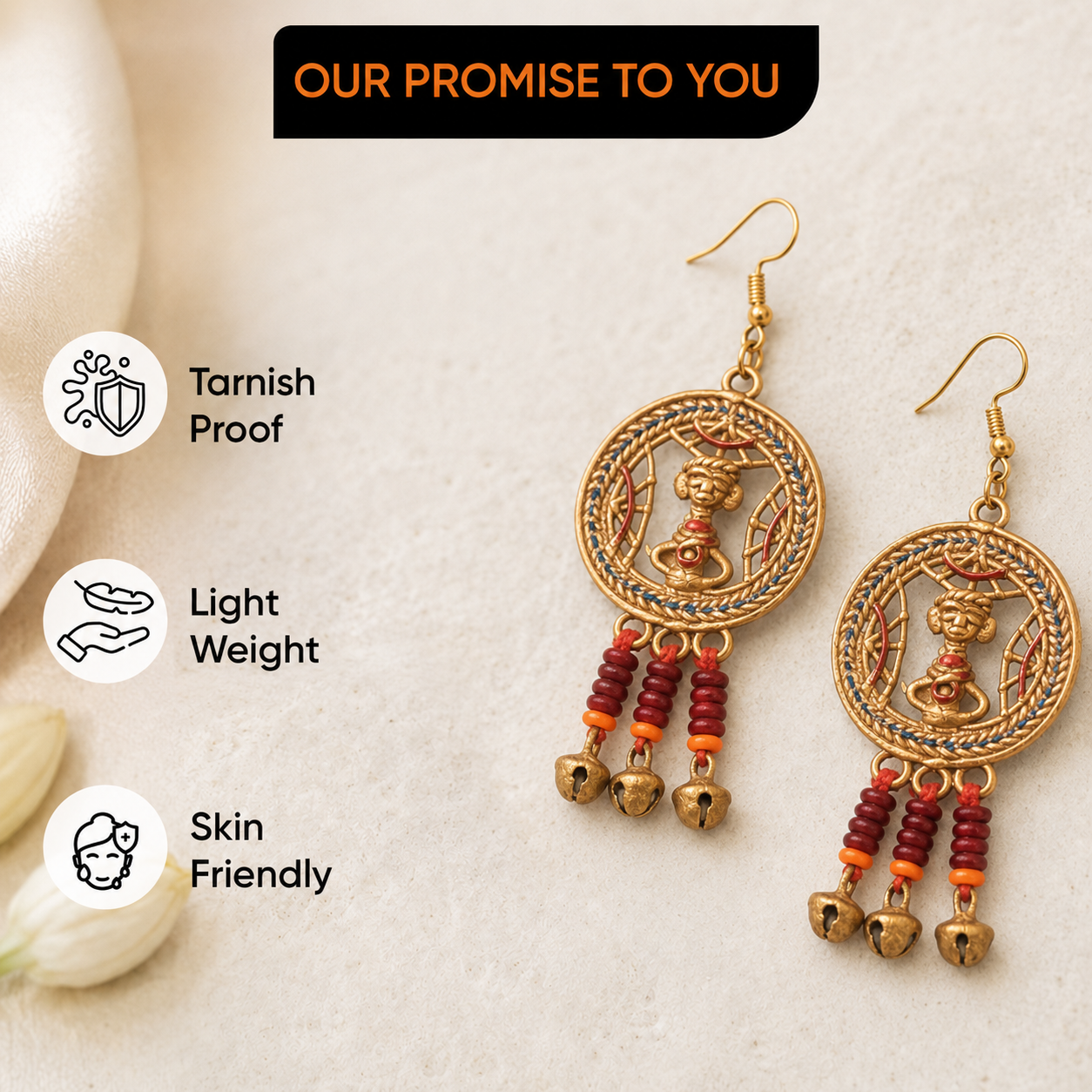 The Empress Star I Handcrafted Tribal Dhokra Earrinigs