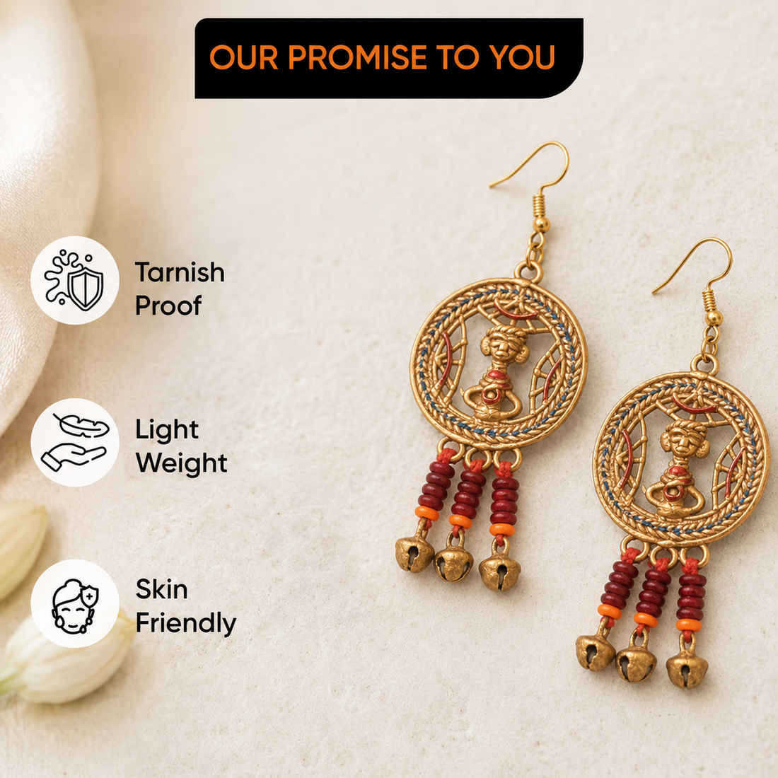 The Empress Star I Handcrafted Tribal Dhokra Earrinigs