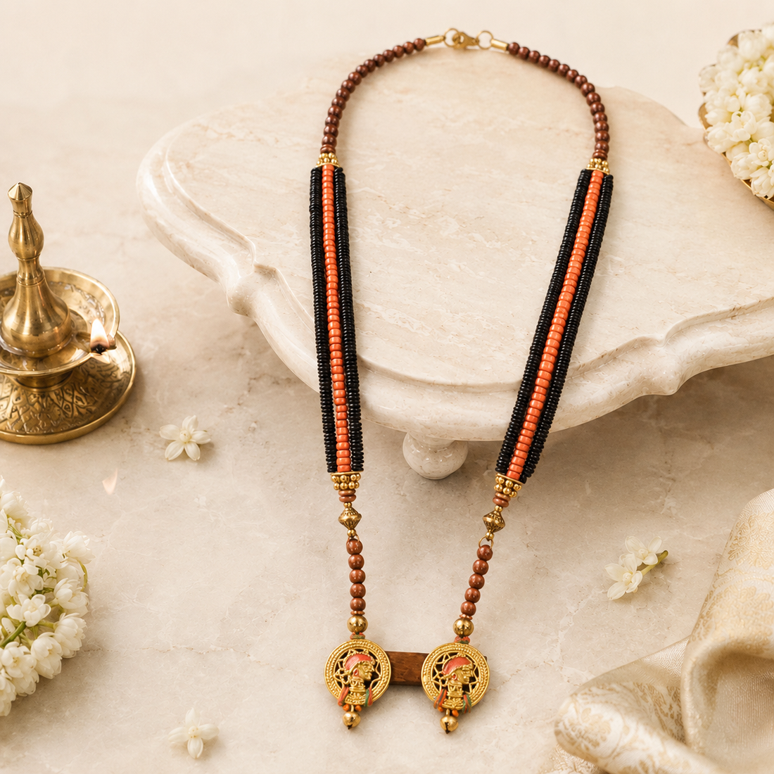 Regal Sisters: Handcrafted Wooden Necklace