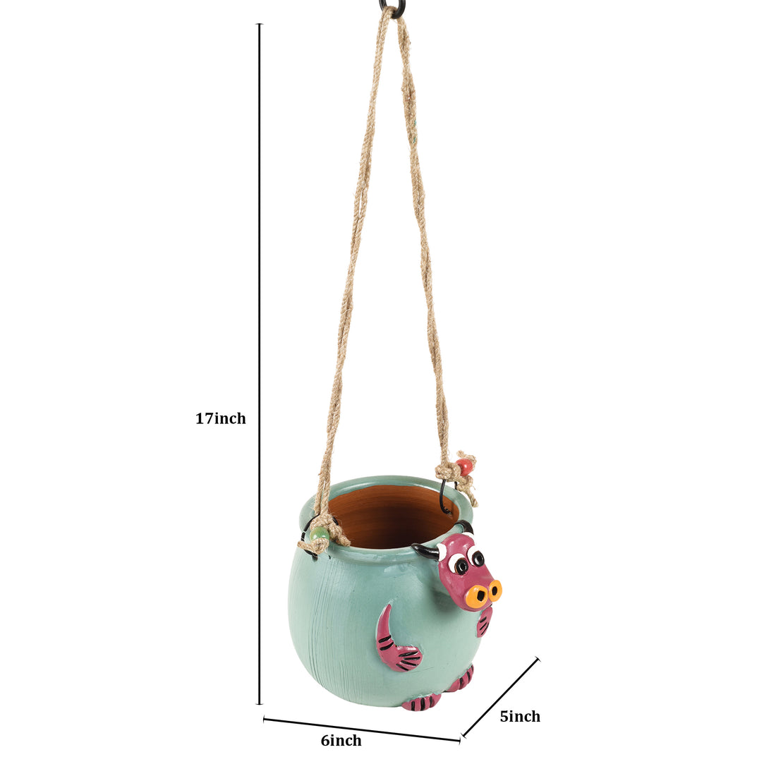 Blue Bull Hanging Planter in Terracotta (5x6x17)