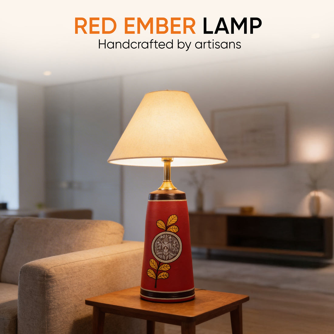 Red Ember Terracotta Table Lampshade (10x10x19)