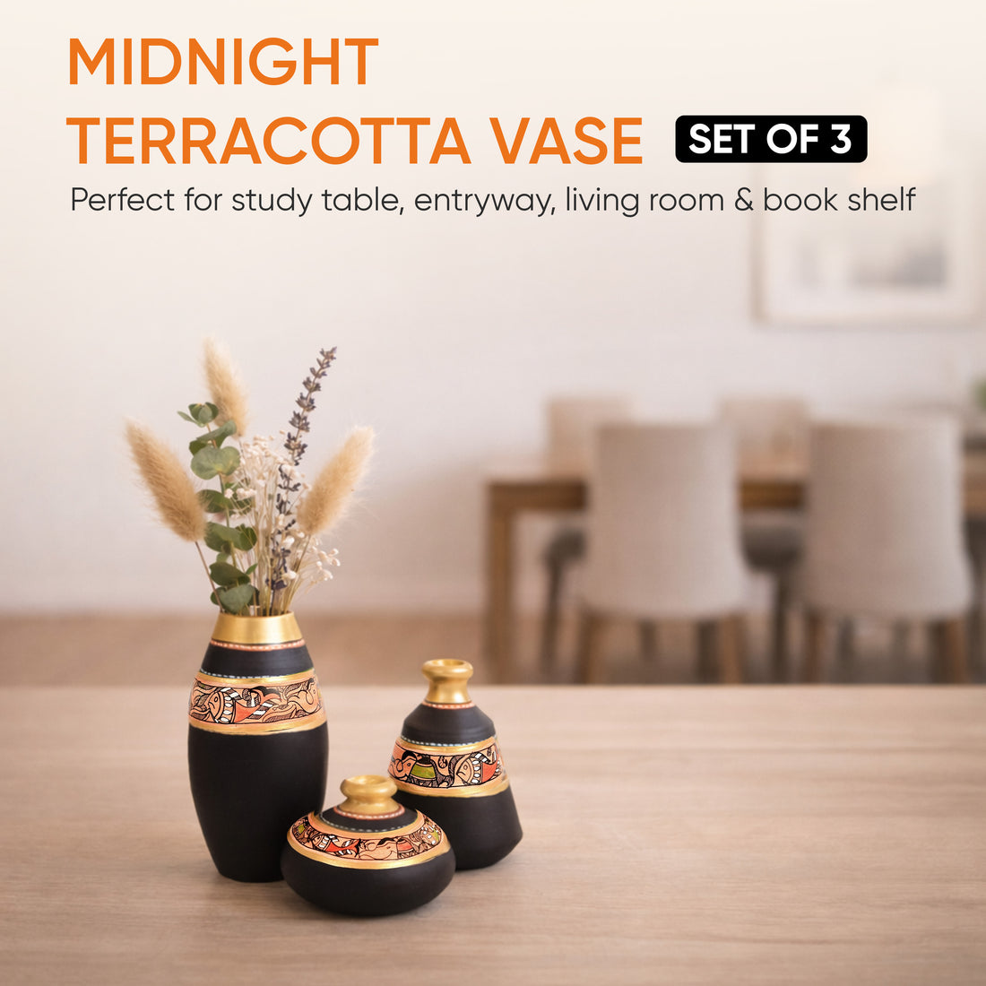 Midnight Terracotta vases (Set of 3)  6/5/3