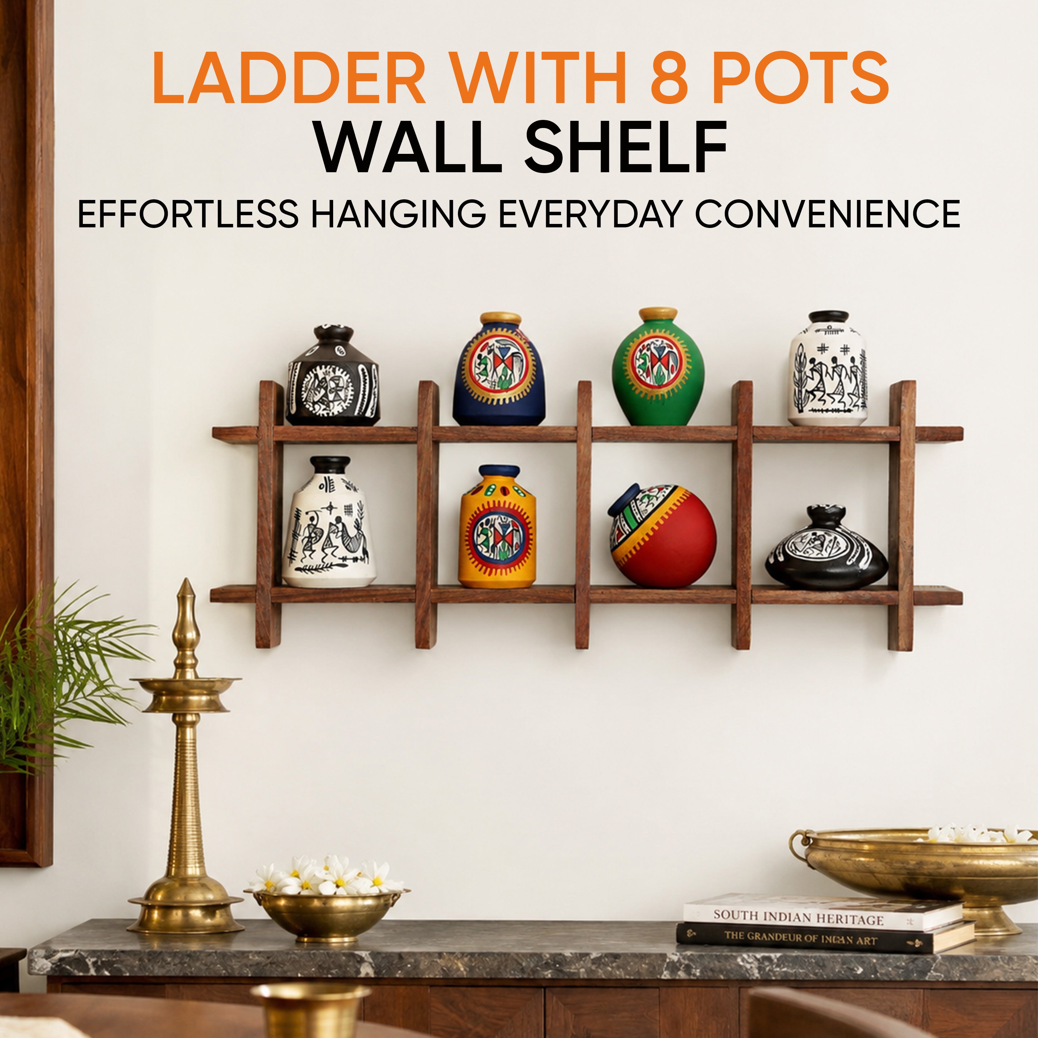 Wall Decor Ladder with 8 pots