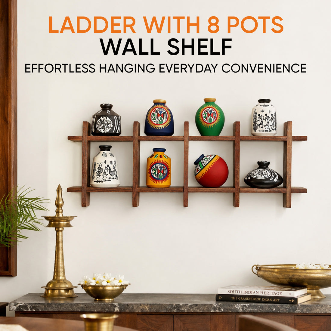 Wall Decor Ladder with 8 pots