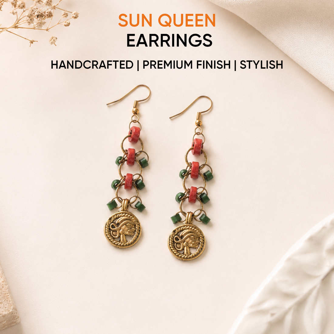 The Sun Queen Handcrafted Earrings