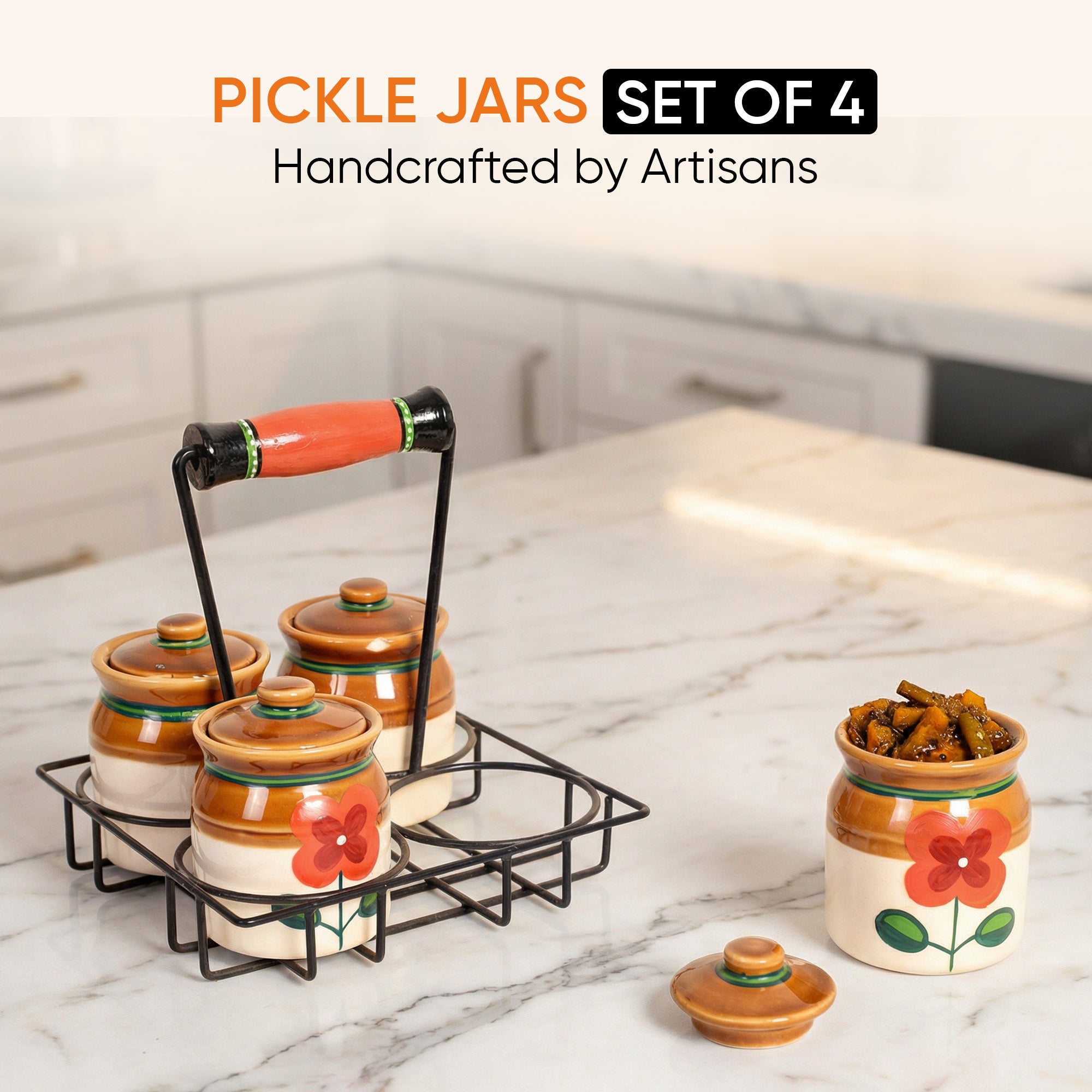 Pickle Jars Set of 4 with stand