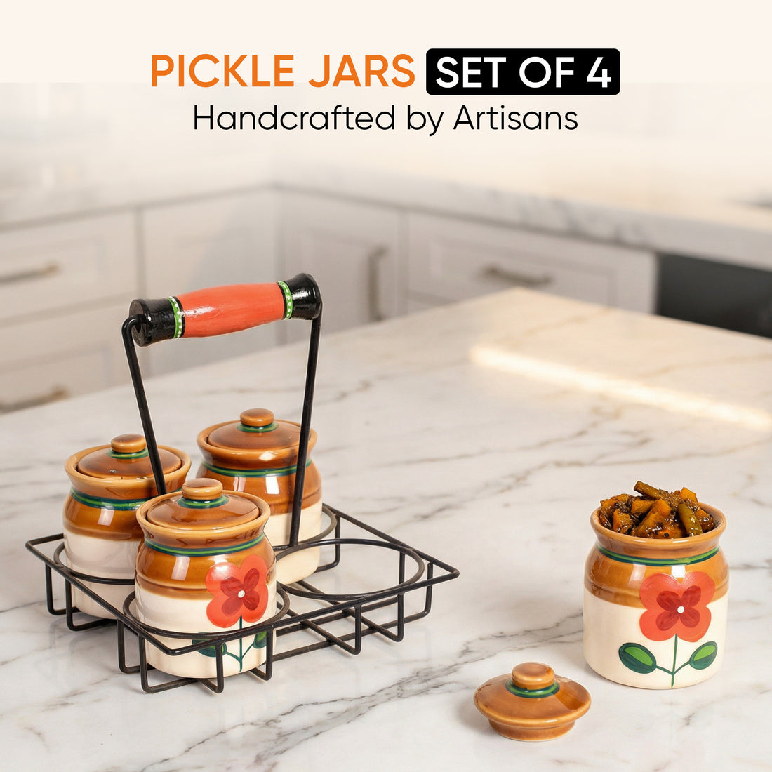 Pickle Jars Set of 4 with stand
