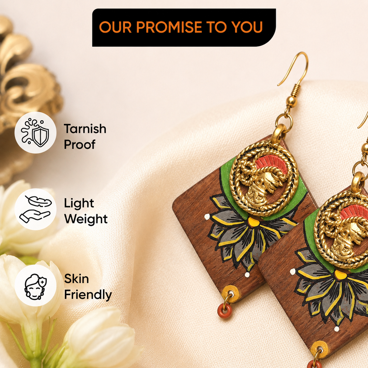Butterfly-I' Handcrafted Tribal Wooden Earrings