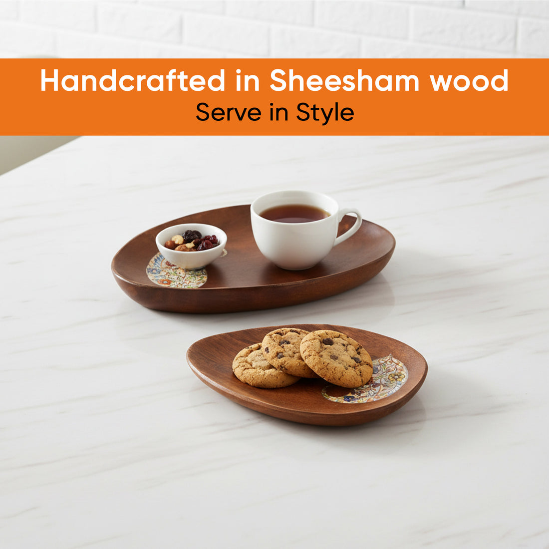 Yin-Yang Platter set with beautiful Paisley paintings