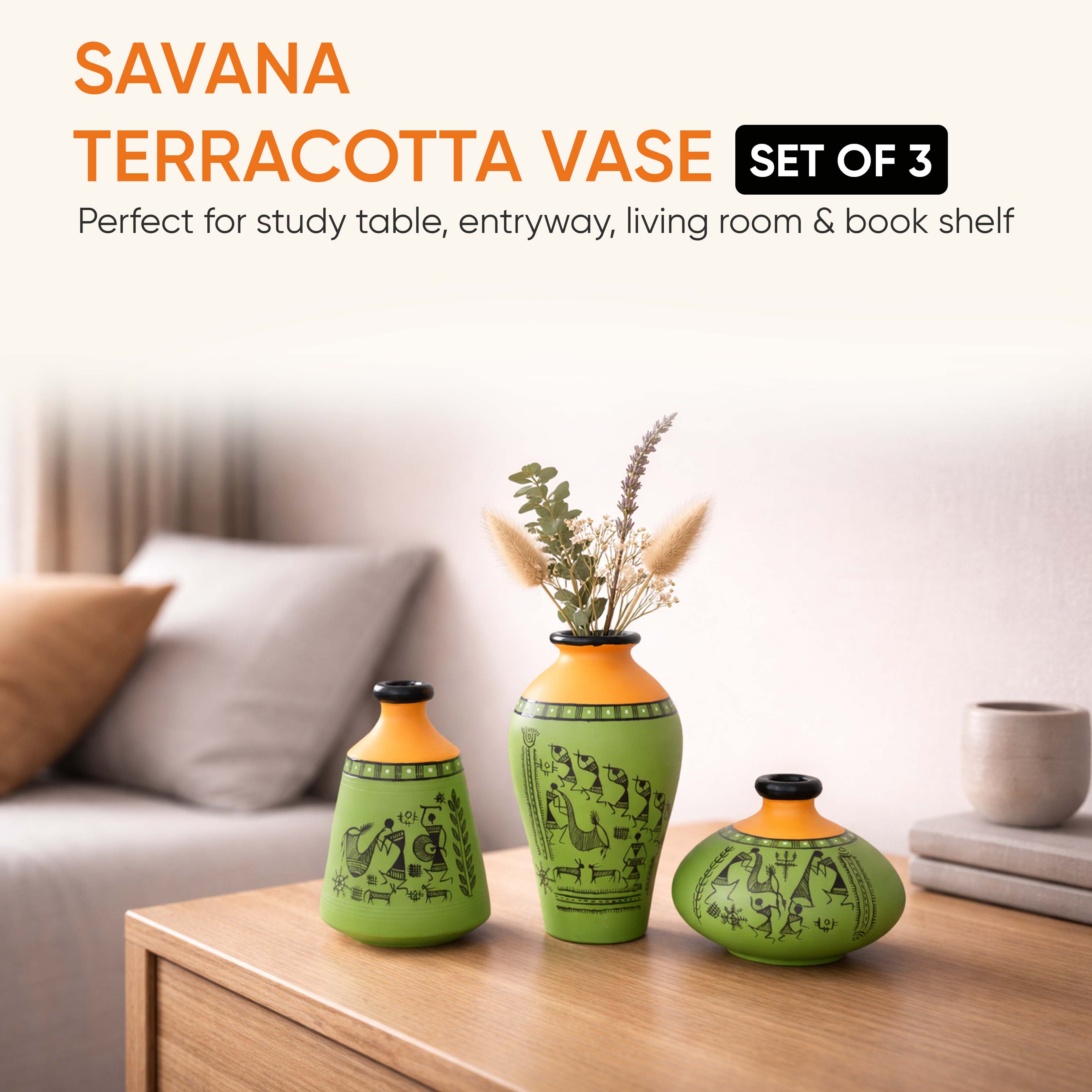 Savana Terracotta Vases Set of 3
