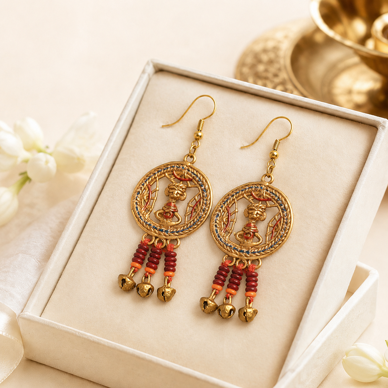 The Empress Star I Handcrafted Tribal Dhokra Earrinigs