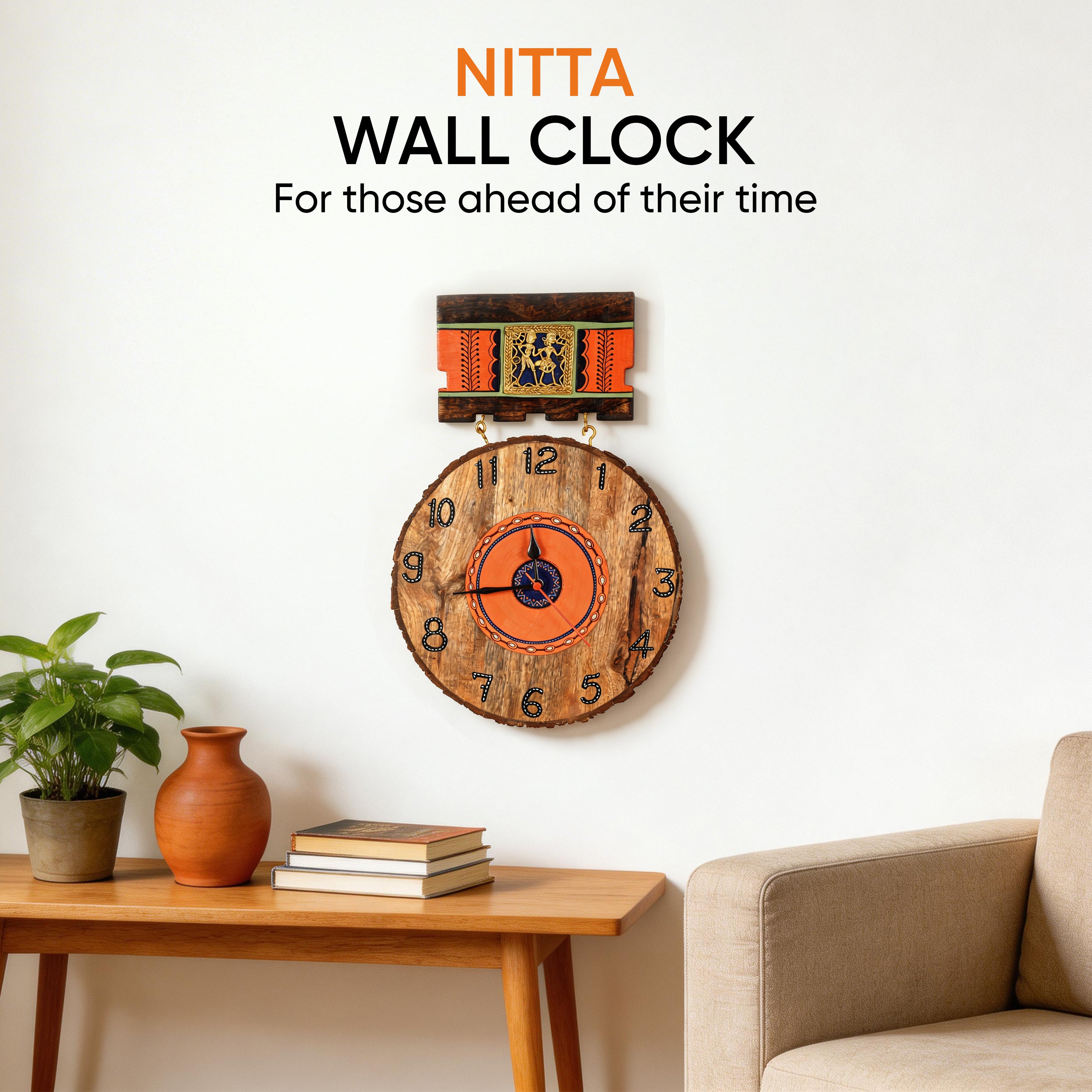 Handcrafted Hanging Wall Clock (11x1x16)