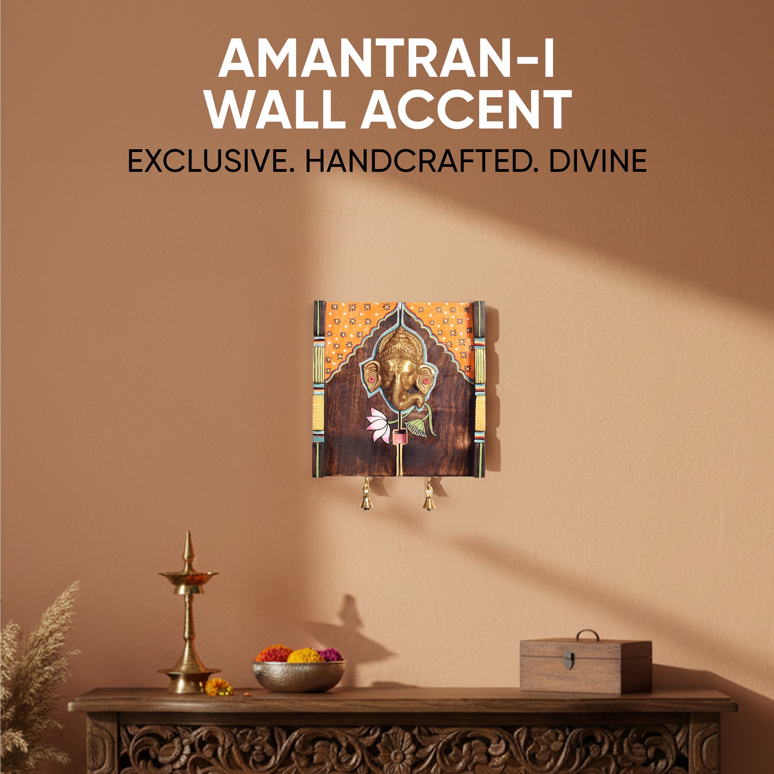 Amantran-I Wall Accent with divine Ganesha Majestically set on a beautiful frame