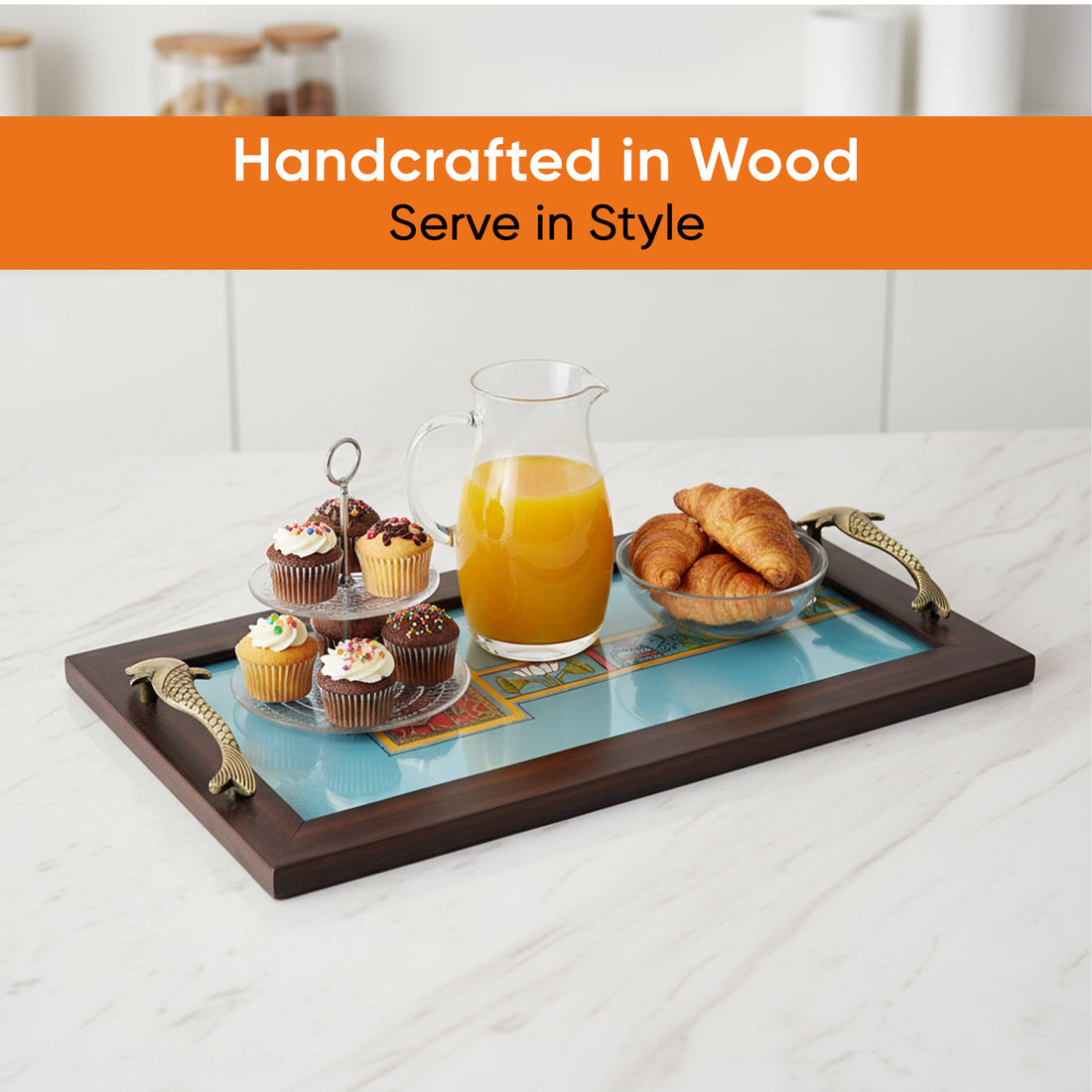 Periwinkle elephant serving tray (16x9x2)