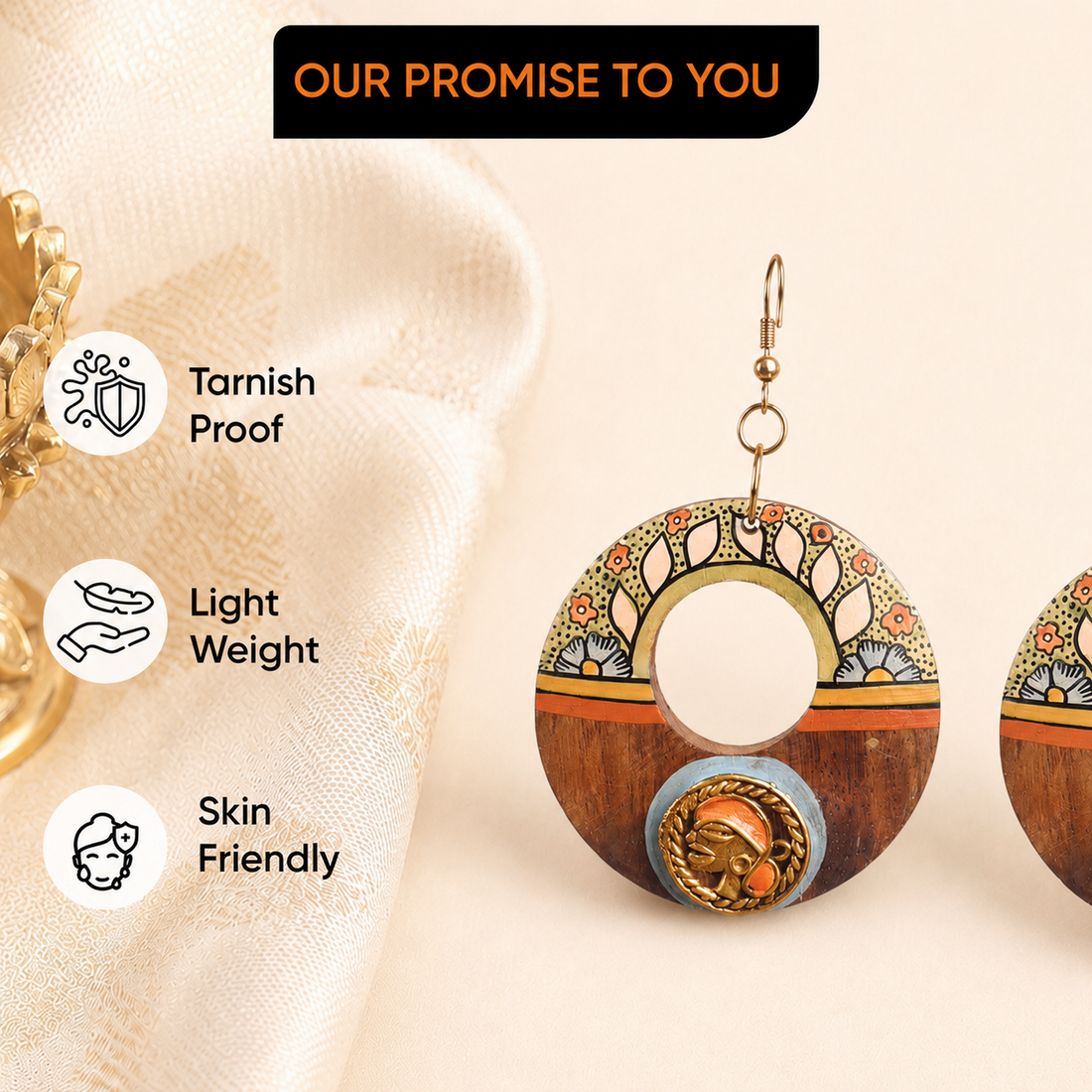 Princess-II' Handcrafted Tribal Wooden Earrings