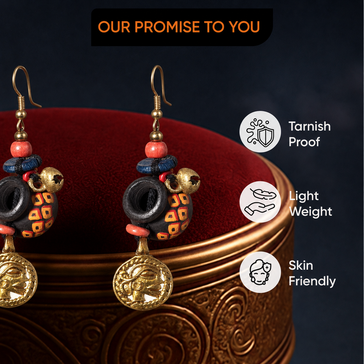 Earthy Pottery Charms Ethnic Earrings