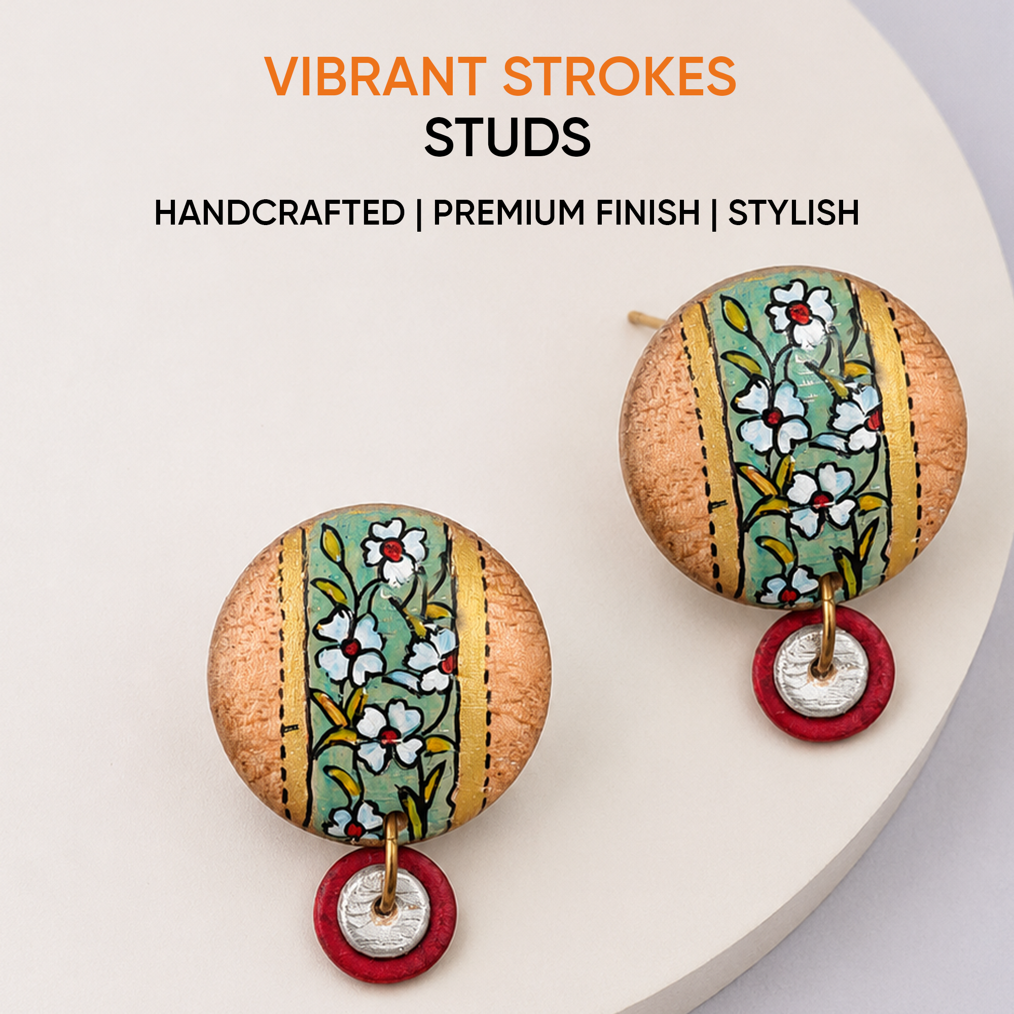 Vibrant Strokes Ethnic Studs