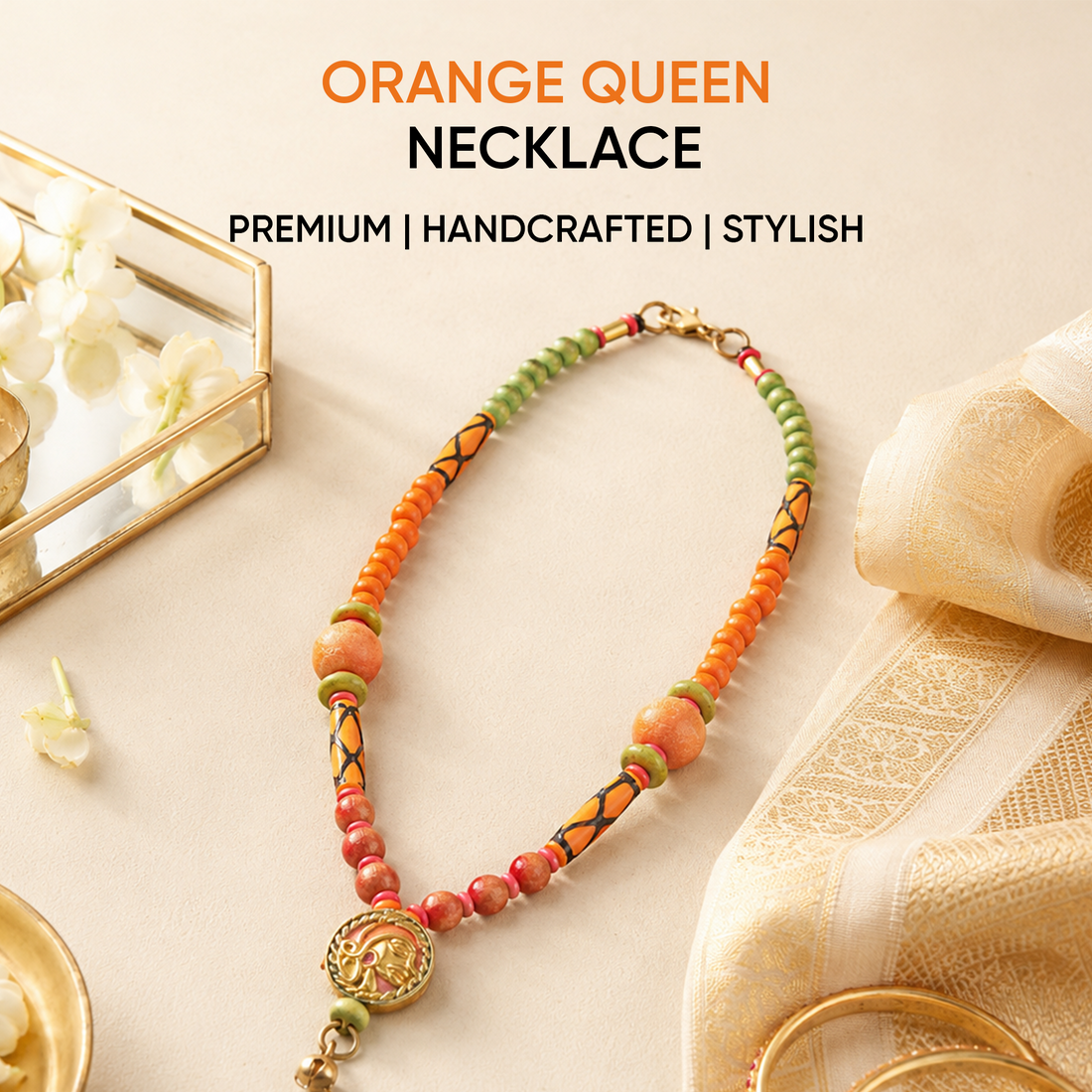 The Orange Queen Handcrafted Tribal Necklace