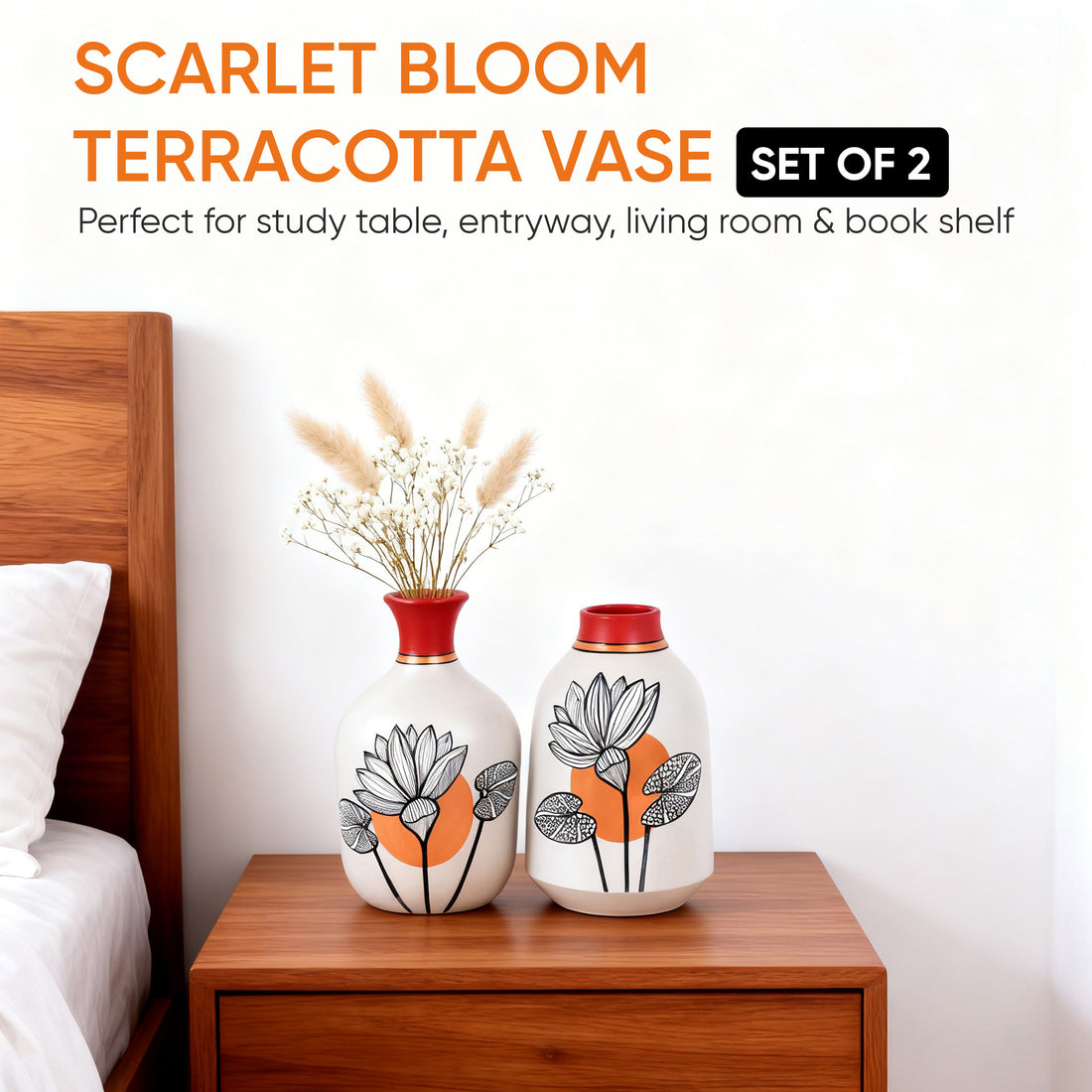 Scarlet Bloom Terracotta Vases S02 (4x7/4.5x7)