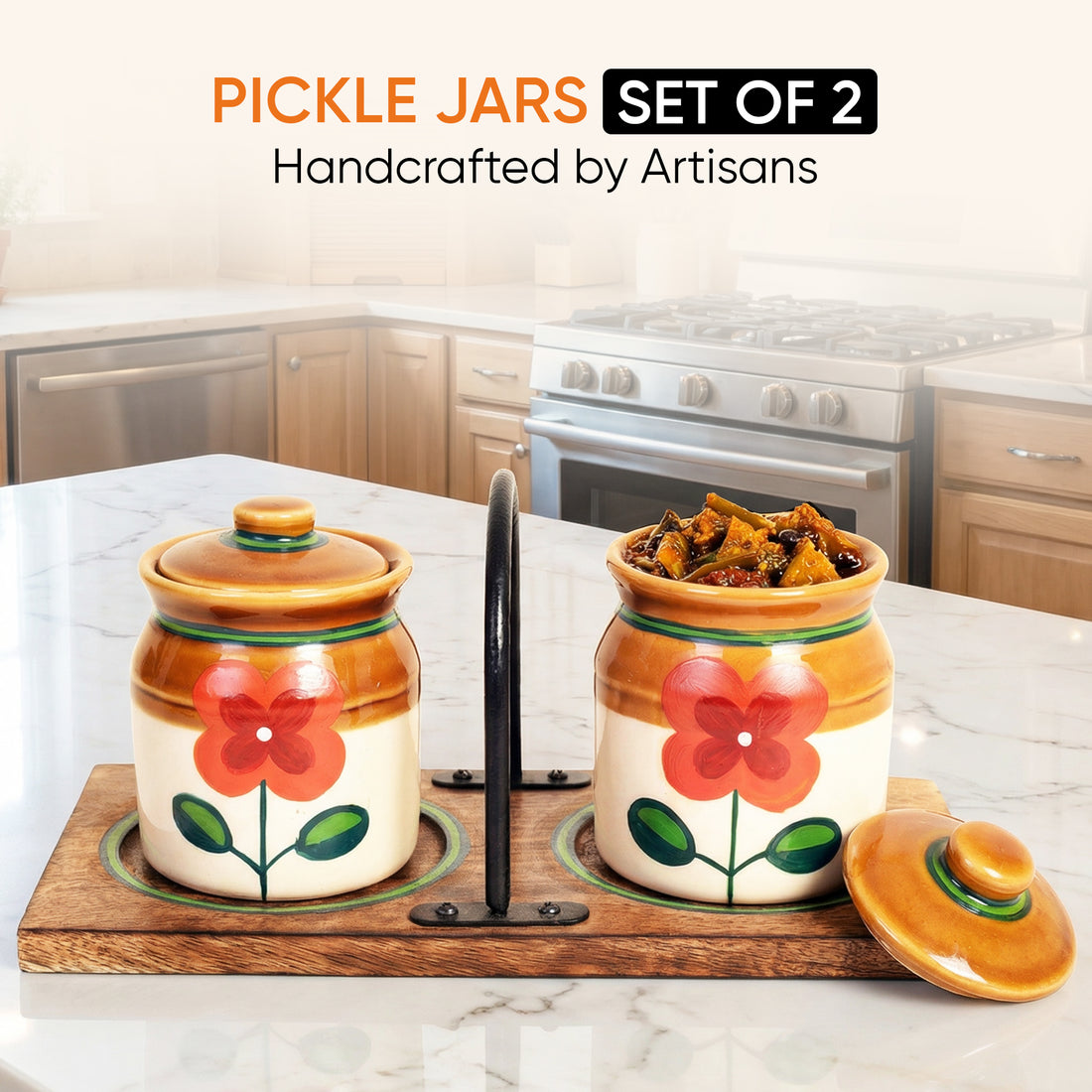 Pickle Jars Set of 2 with stand