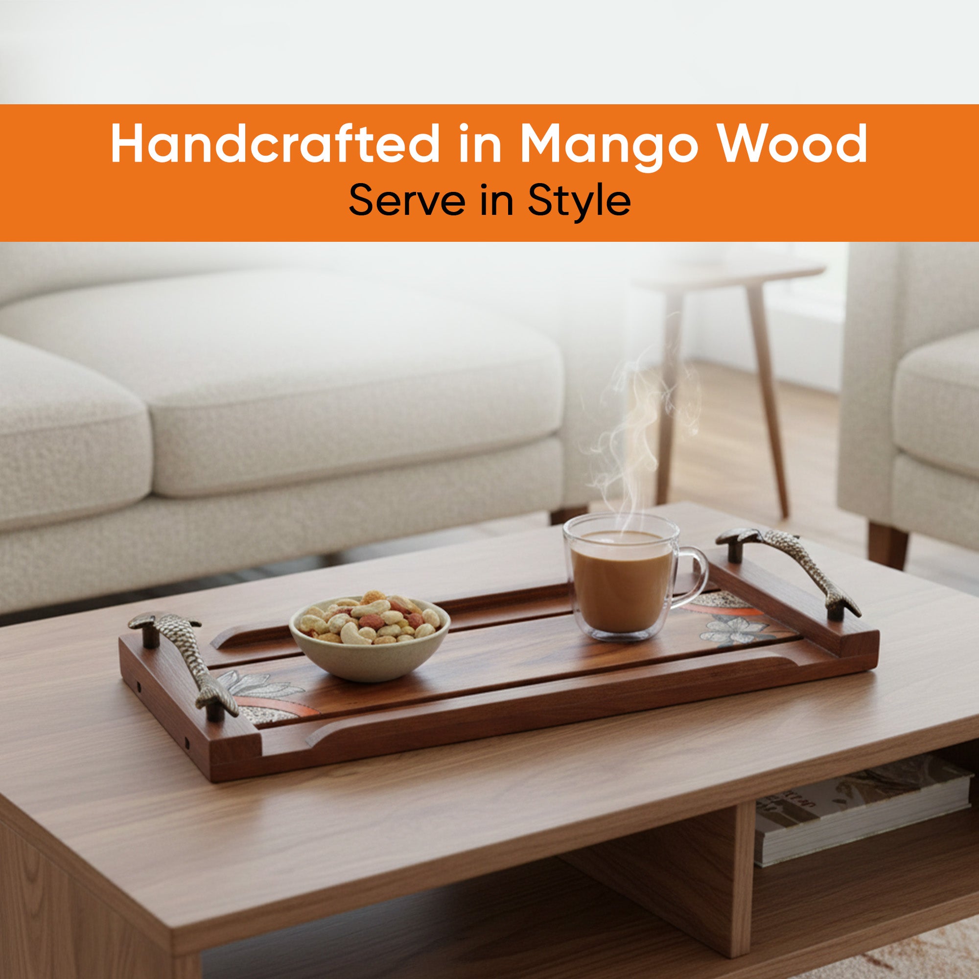 Flora Handcrafted Serving Tray  (15x6x2)