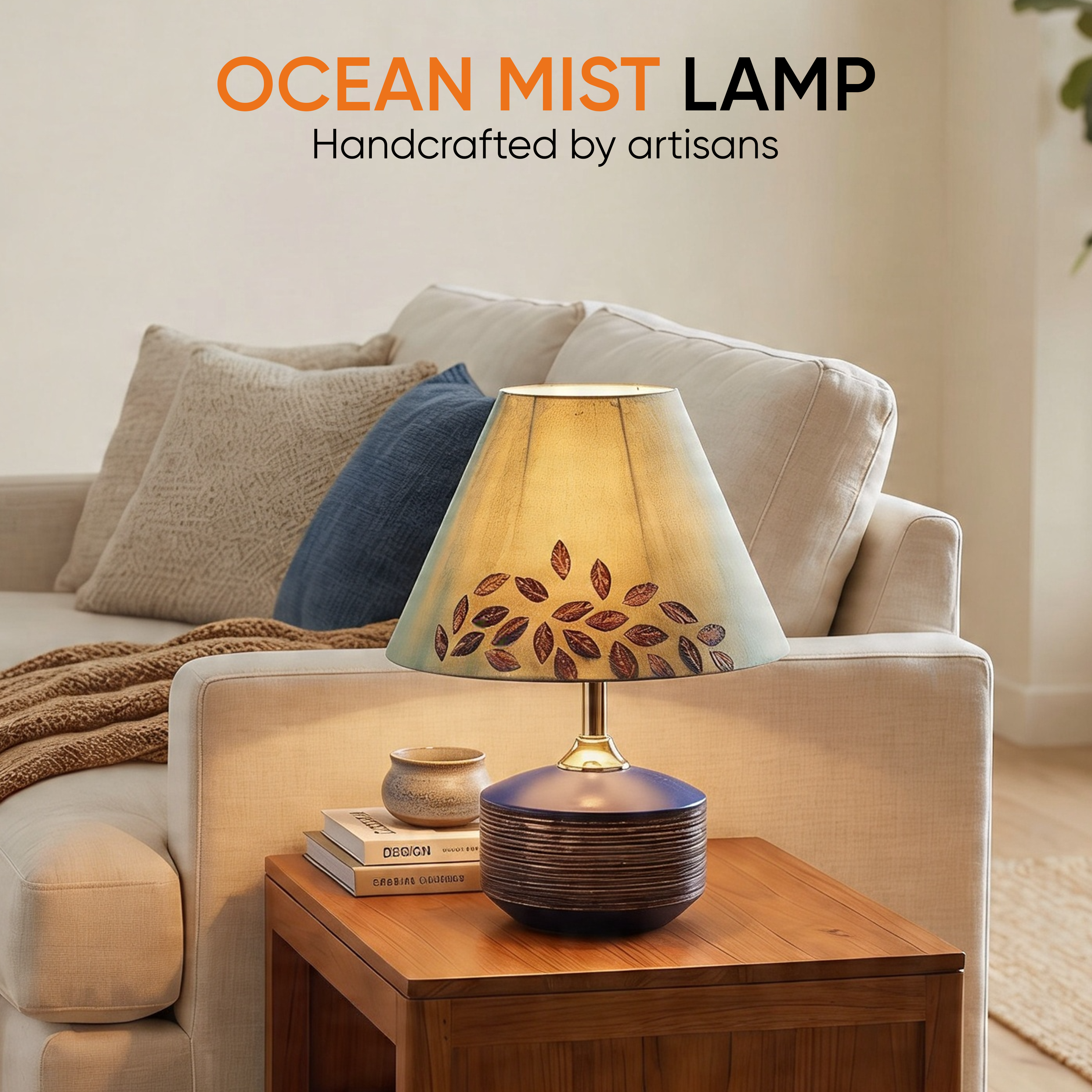 Ocean Mist Terracotta Table Lampshade ( 8x8x12)