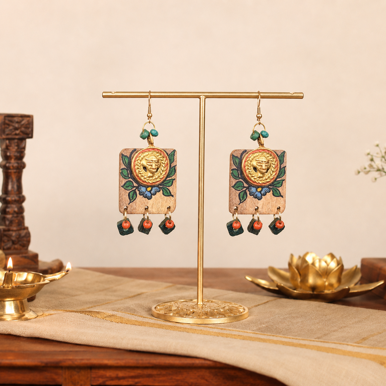 Butterfly-IX' Handcrafted Tribal Wooden Earrings