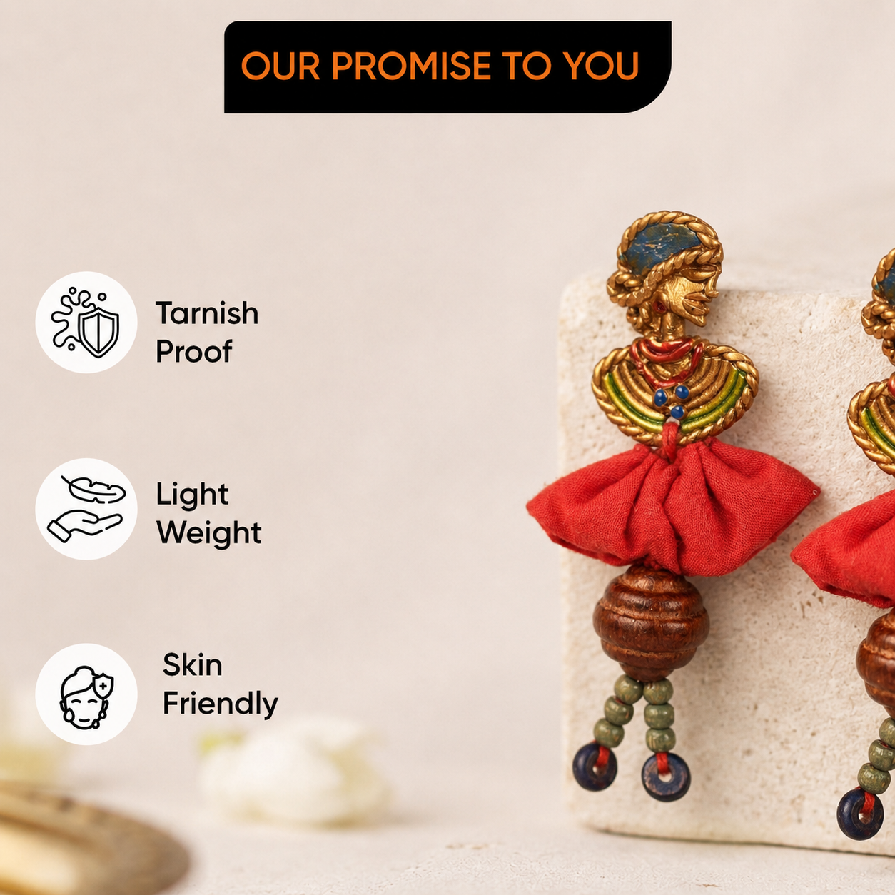 The Dancing Empress Handcrafted Tribal Dhokra Earrings in multicolours