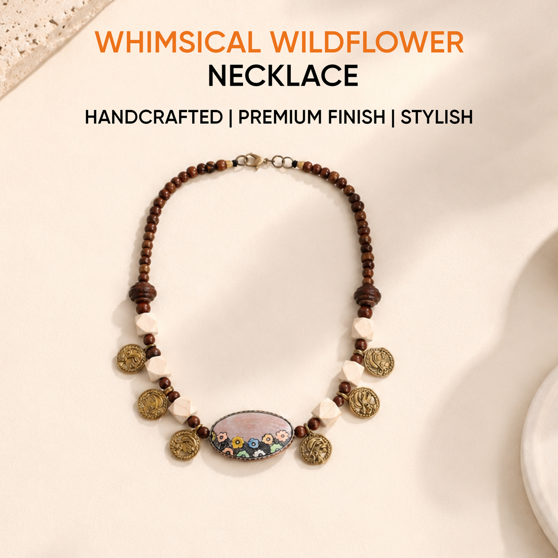 Whimsical Wildflower Lariat Handcrafted Ethnic Necklace