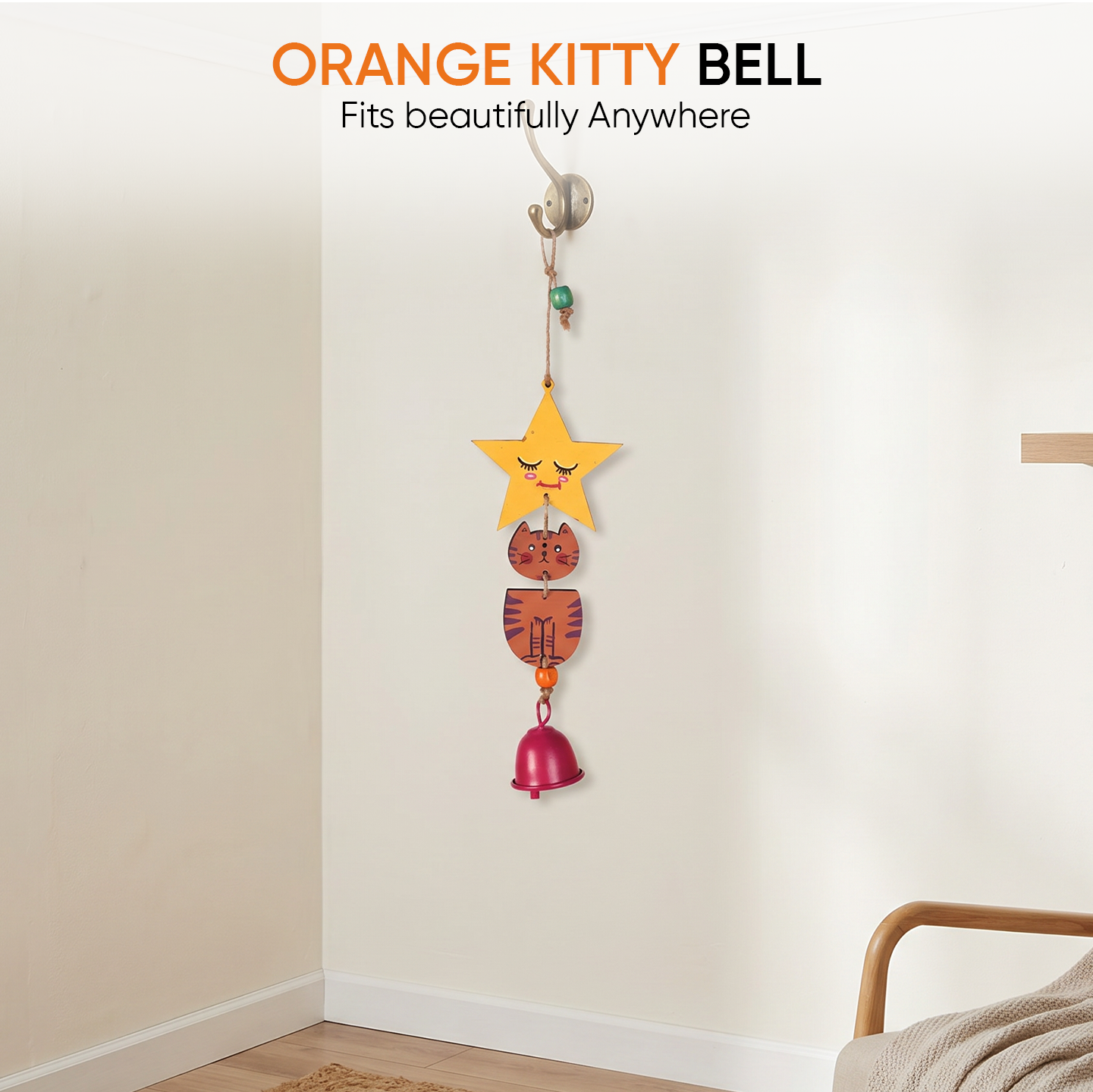 Orange Kitty Wind Chime (12x3)