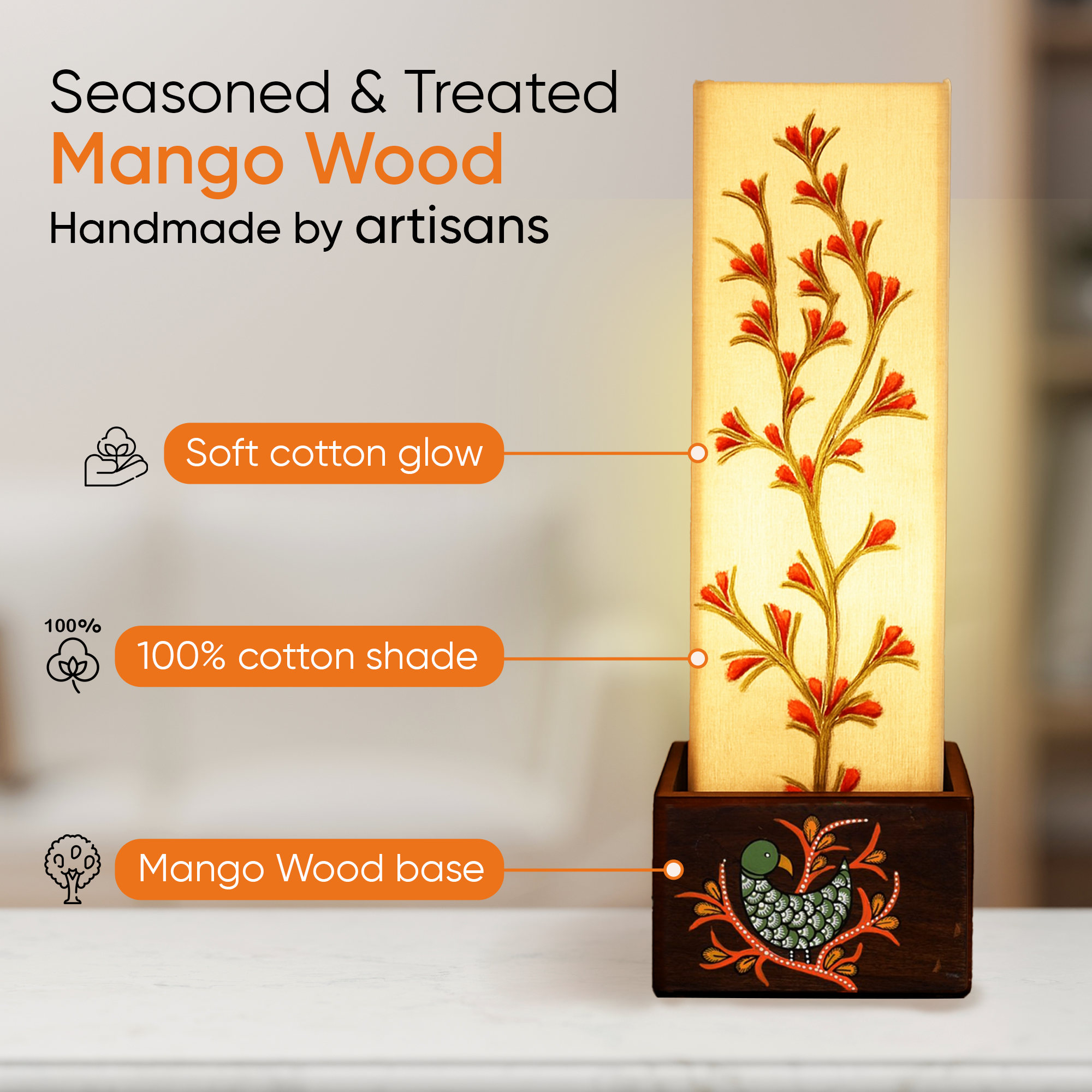 Birds in Tree Pillar Table Lamp