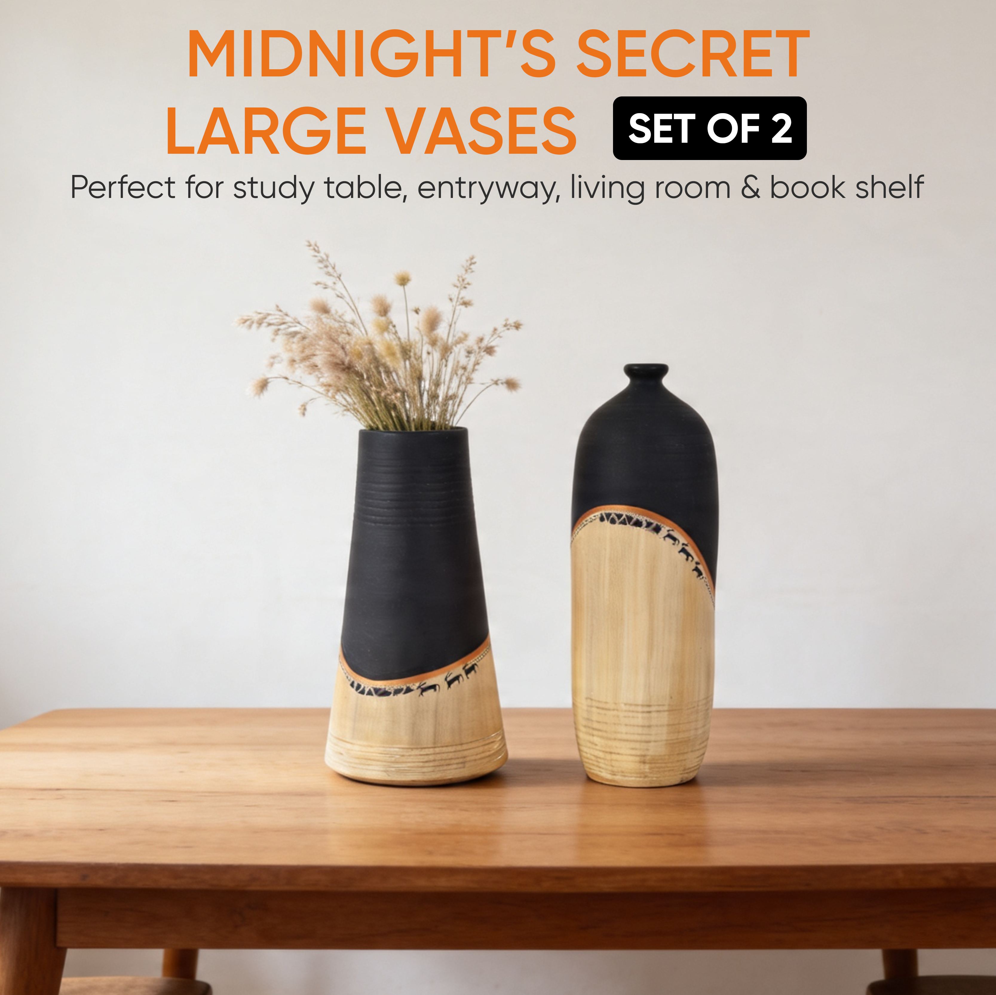 Midnight's secret large vase SET OF two (5x5x9.6 , 4x4x11.5)