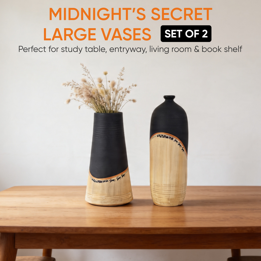 Midnight's secret large vase SET OF two (5x5x9.6 , 4x4x11.5)