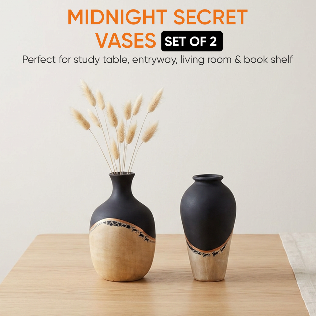 Midnight's secret small vase SET OF two (4x4x7 , 5x5x7)
